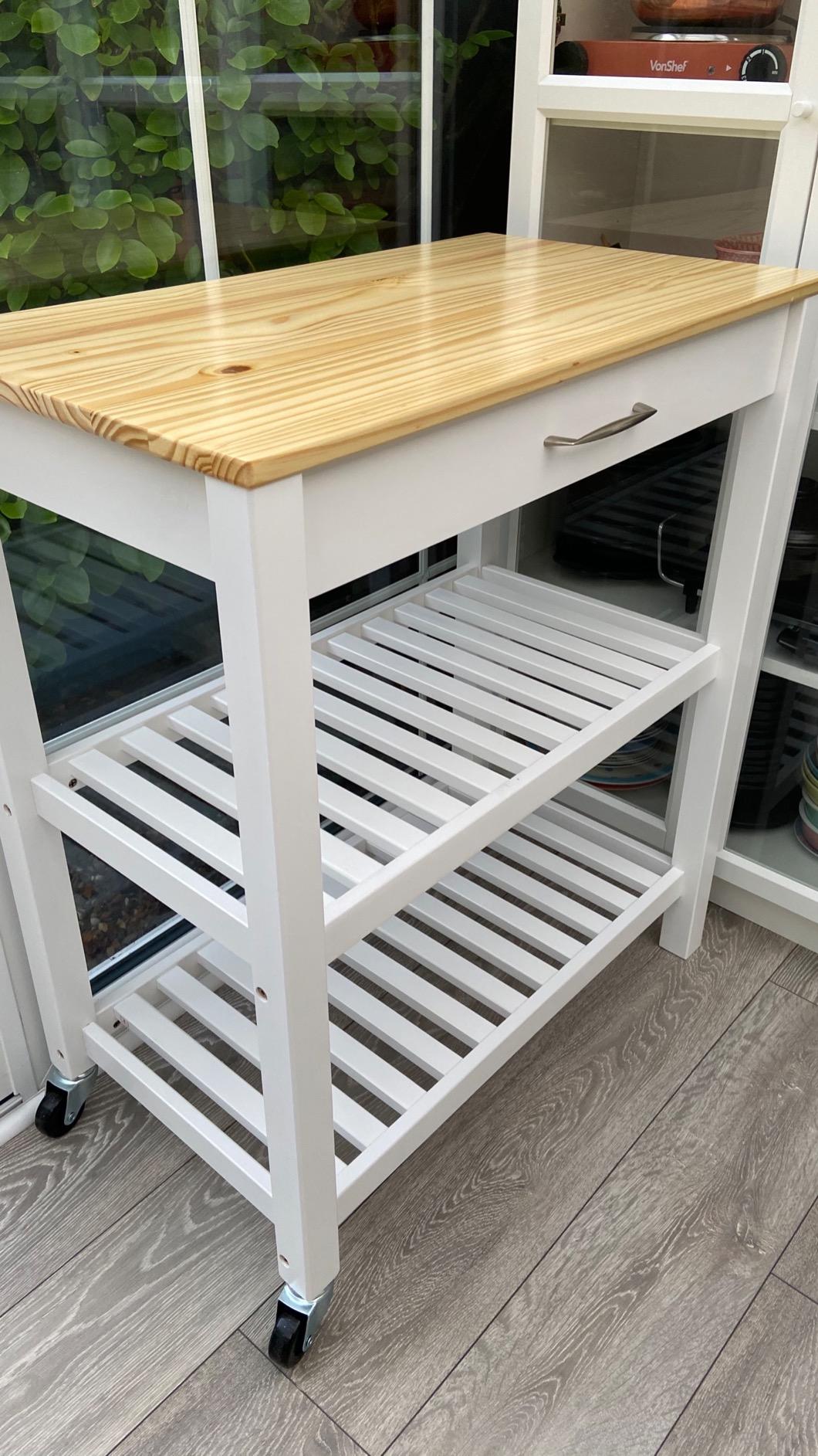AmazonBasics Carrello Cucina con Ruote Ciliegio e Nero