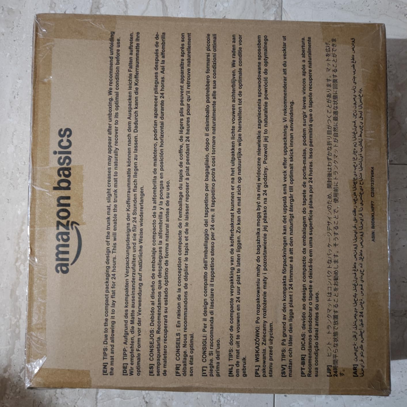 Amazon Basics tappetino bagagliaio PVC nero 132,8x94,5 cm