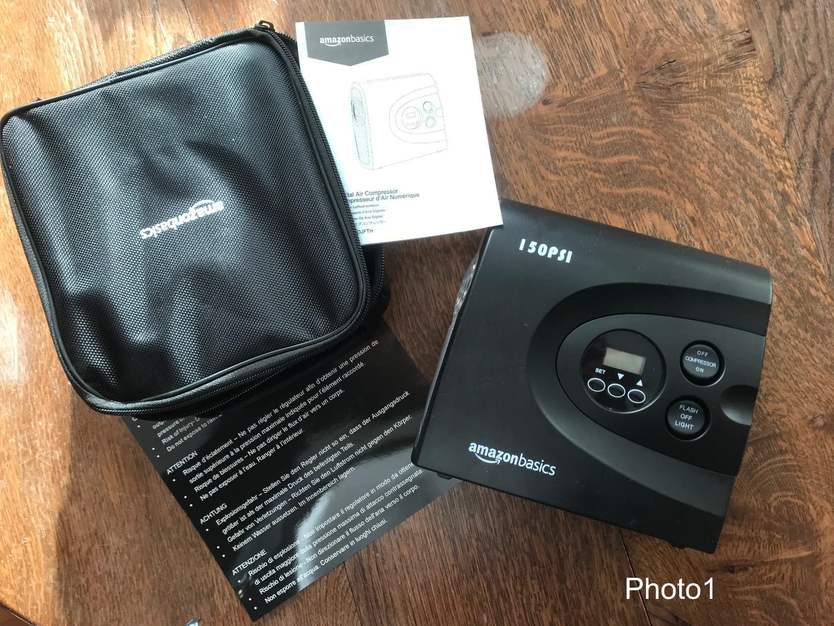 Amazon Basics Compressore Aria Portatile 12V 150 PSI Nero