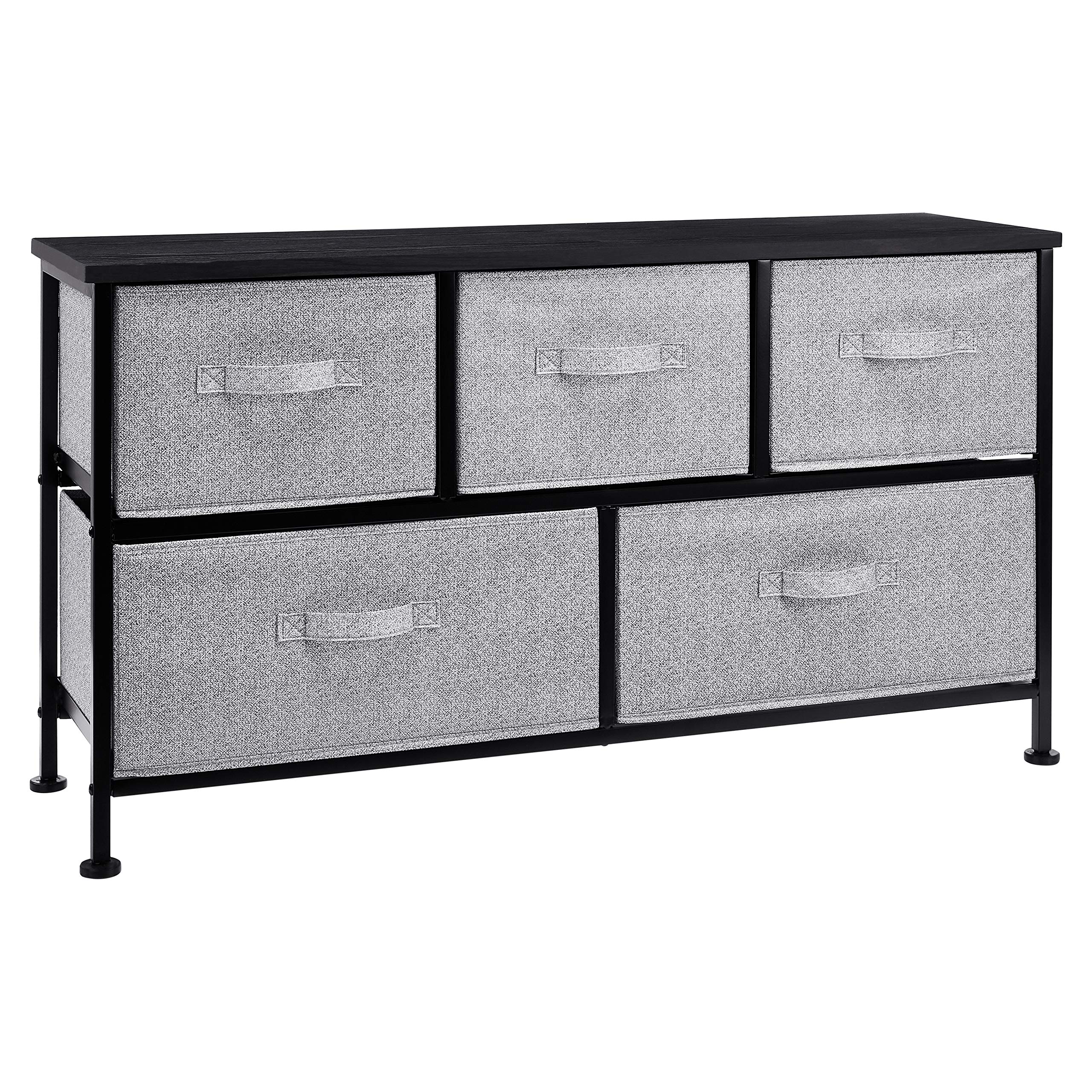 AmazonBasics Cassettiera 5 Cassetti Tessuto Nero Extra Large