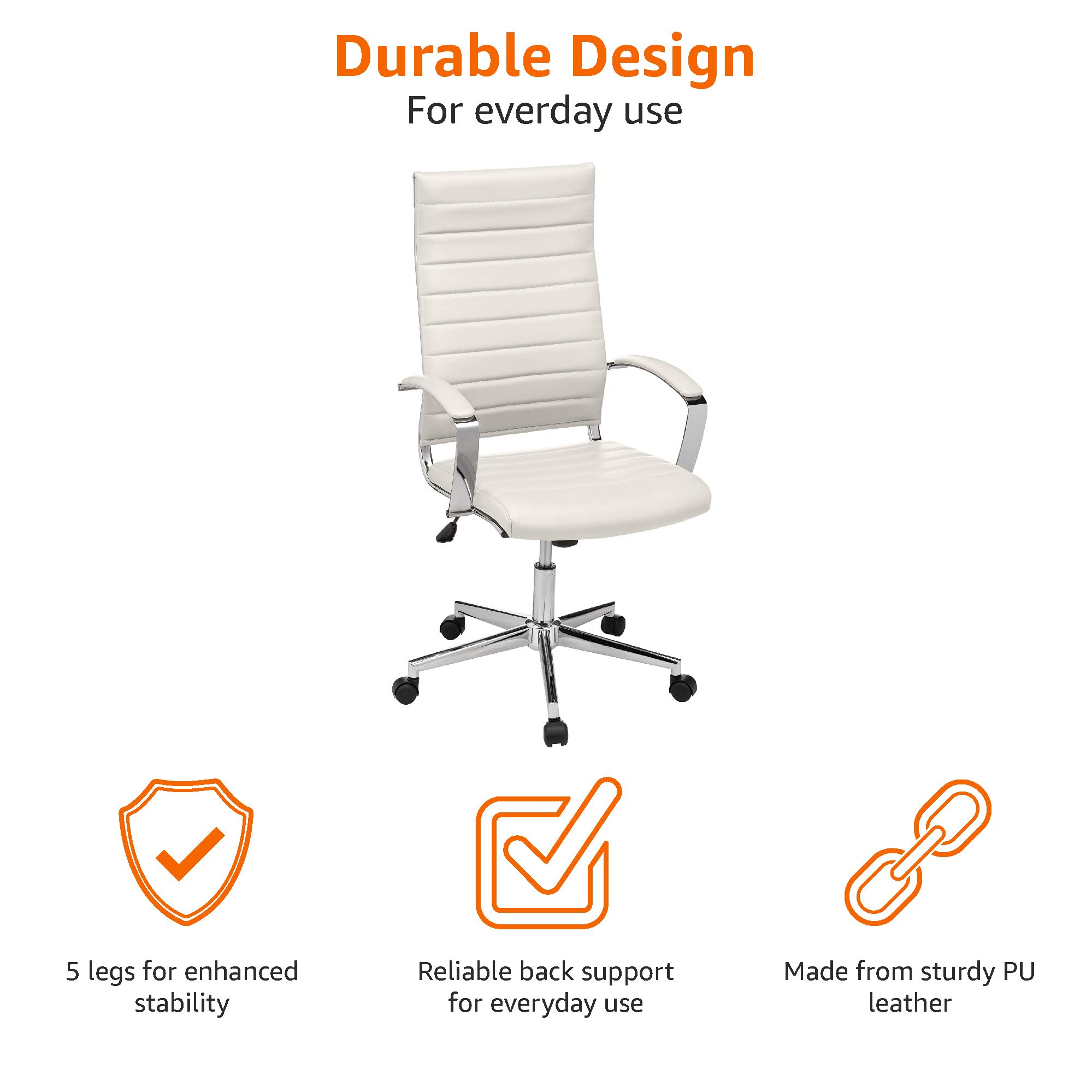 AmazonBasics Sedia Ufficio Schienale Alto Bianca 150kg