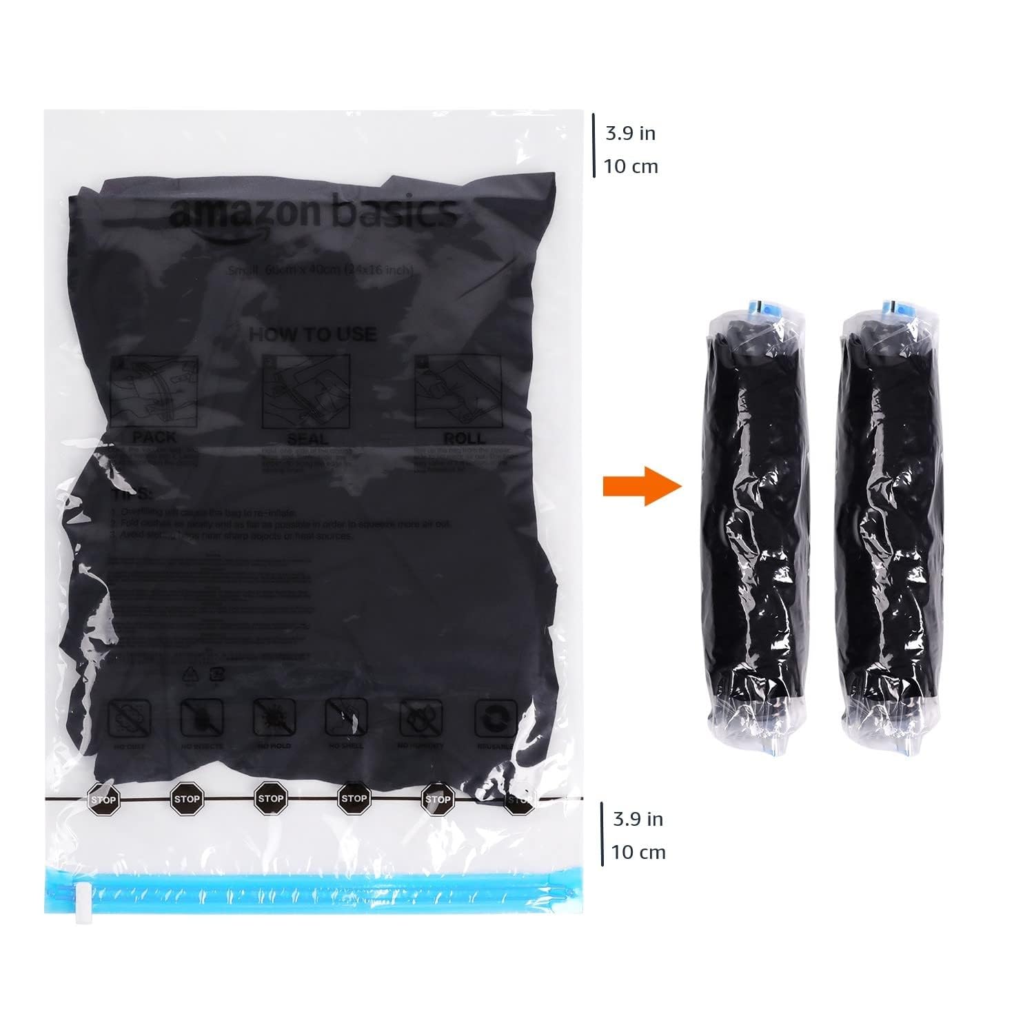 Amazon Basics sacchetti viaggio arrotolabili 12 pezzi trasparenti