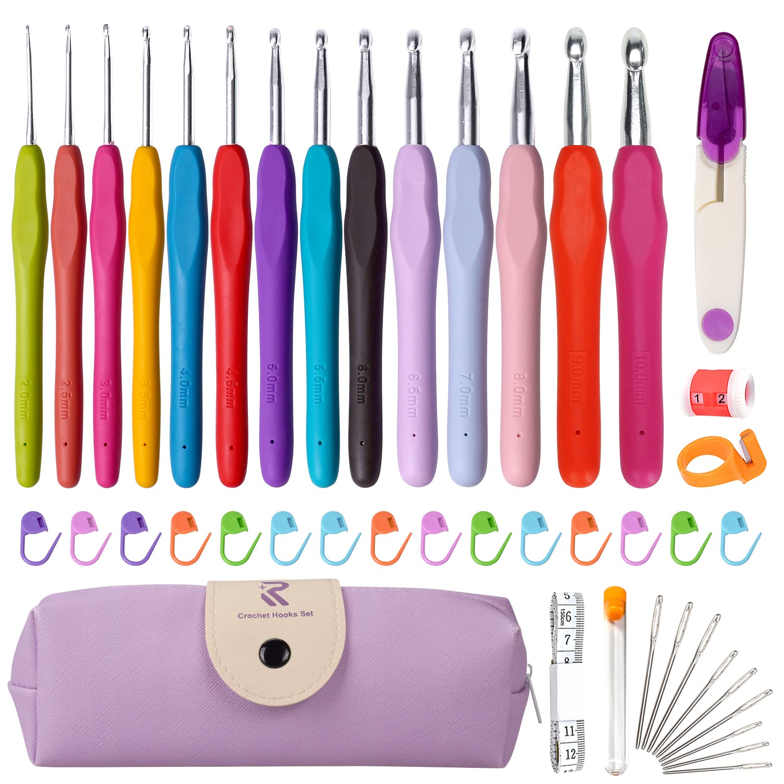 RealPlus kit uncinetto ergonomico 12 pezzi rosa 44 pezzi