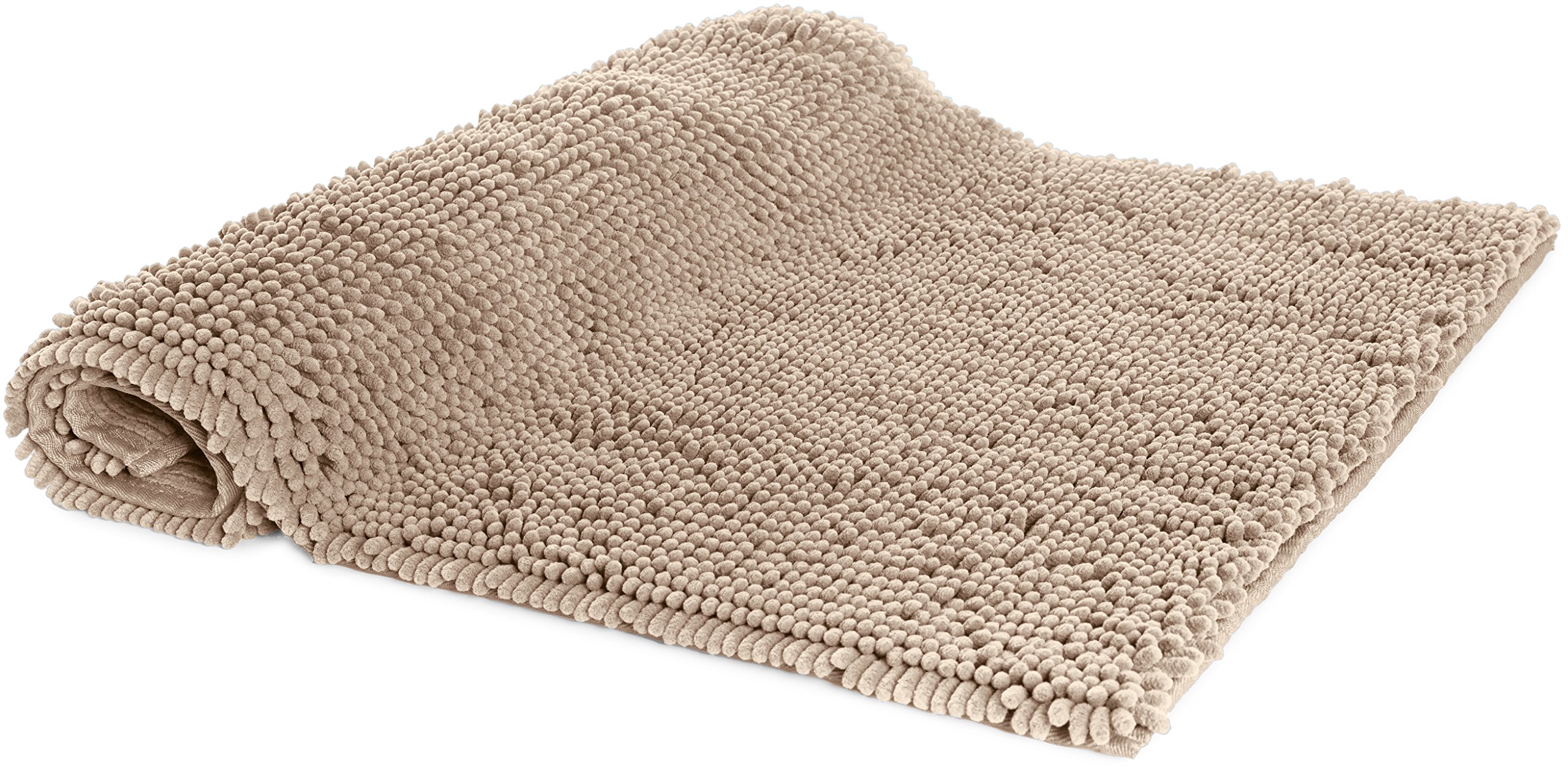 Amazon Basics Tappeto bagno microfibra pelo lungo beige 53x86