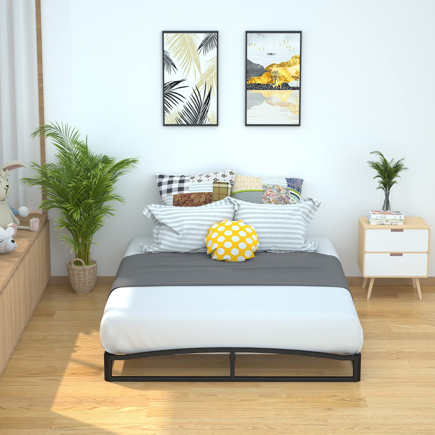 AmazonBasics Piattaforma Letto Metallo Doghe Legno