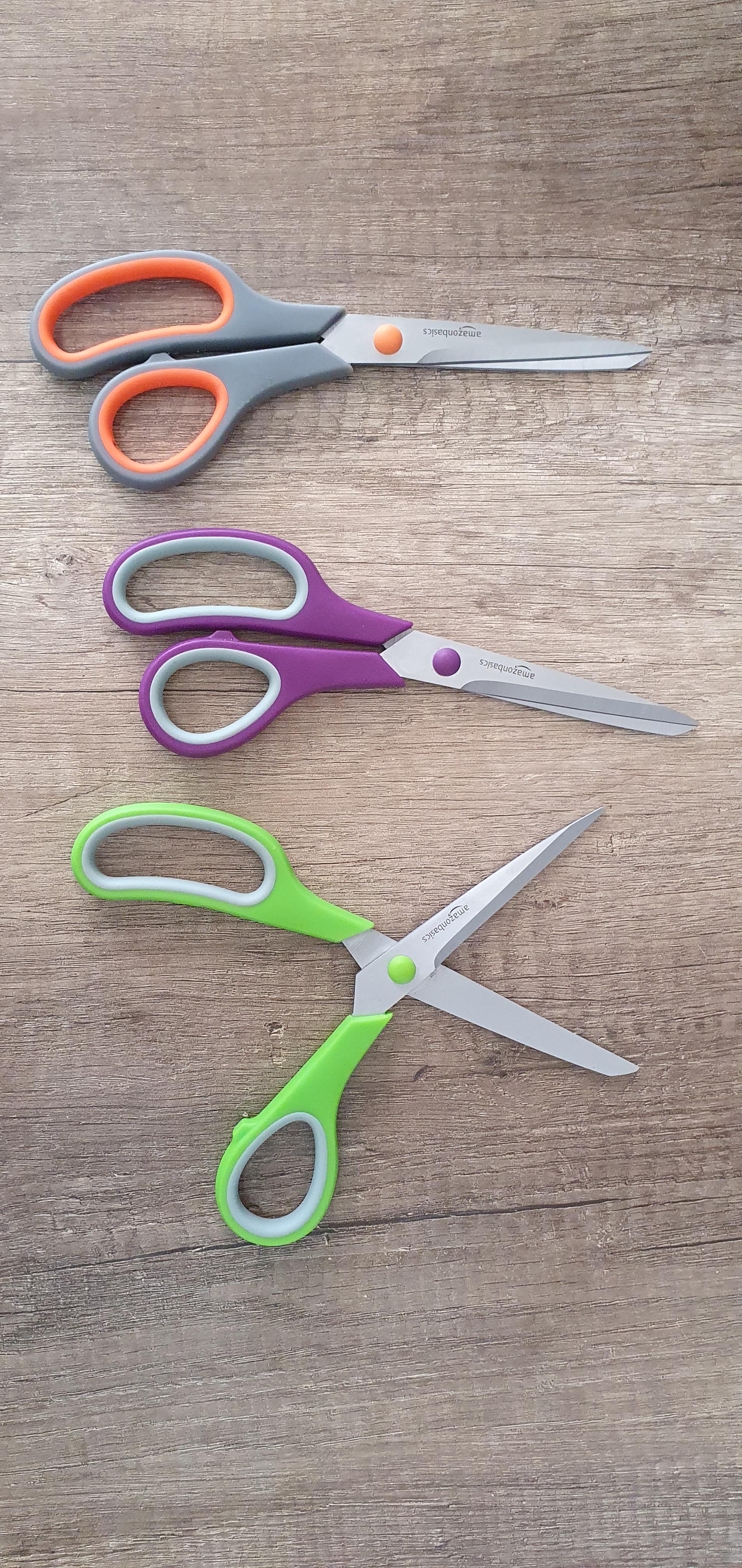 AmazonBasics forbici acciaio inox multiuso 20cm confezione 3 multicolore