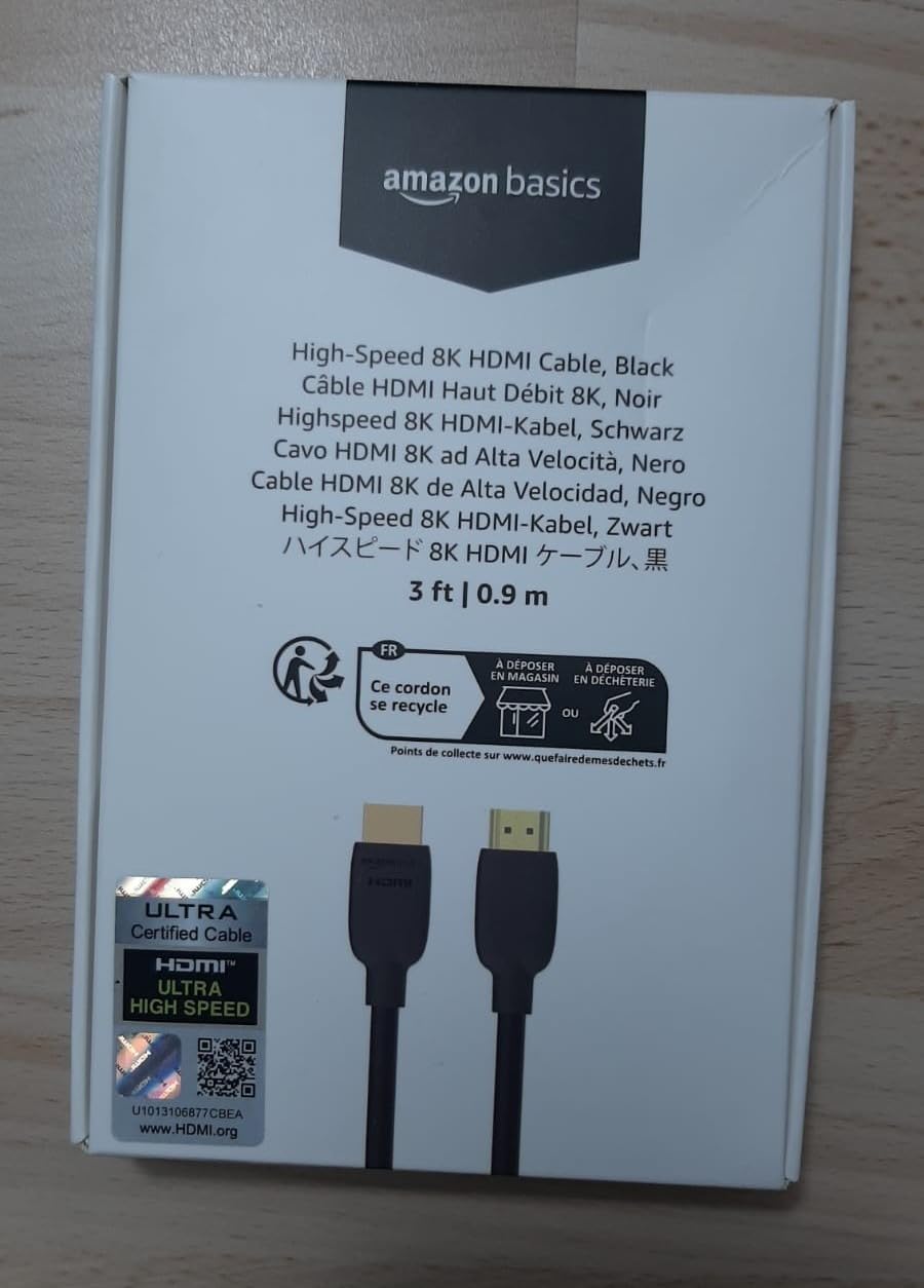 AmazonBasics Cavo HDMI 2.1 8K 1,8 m 48Gbps nero