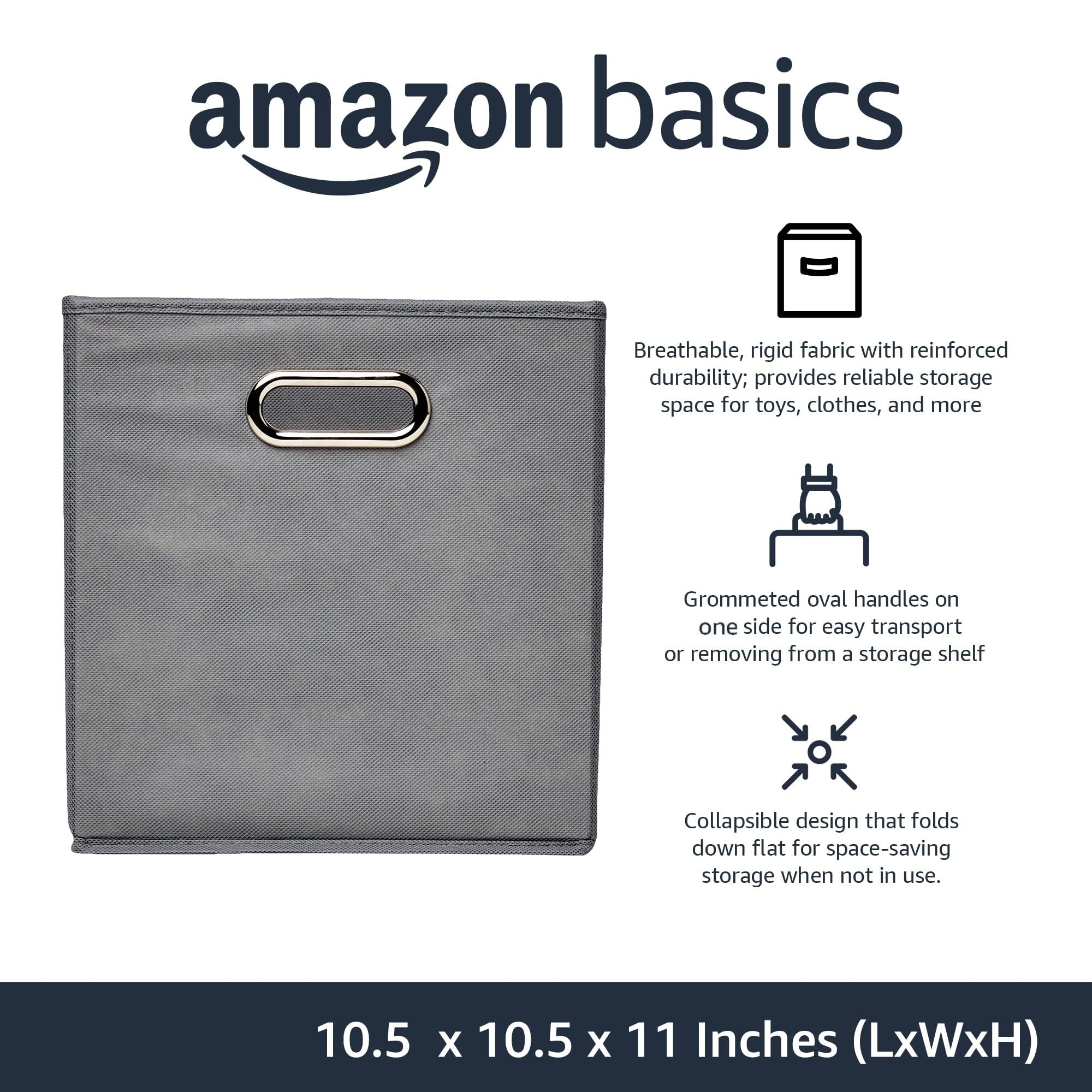 AmazonBasics Cubi Portaoggetti Tessuto Grigio Chiaro 6 pezzi