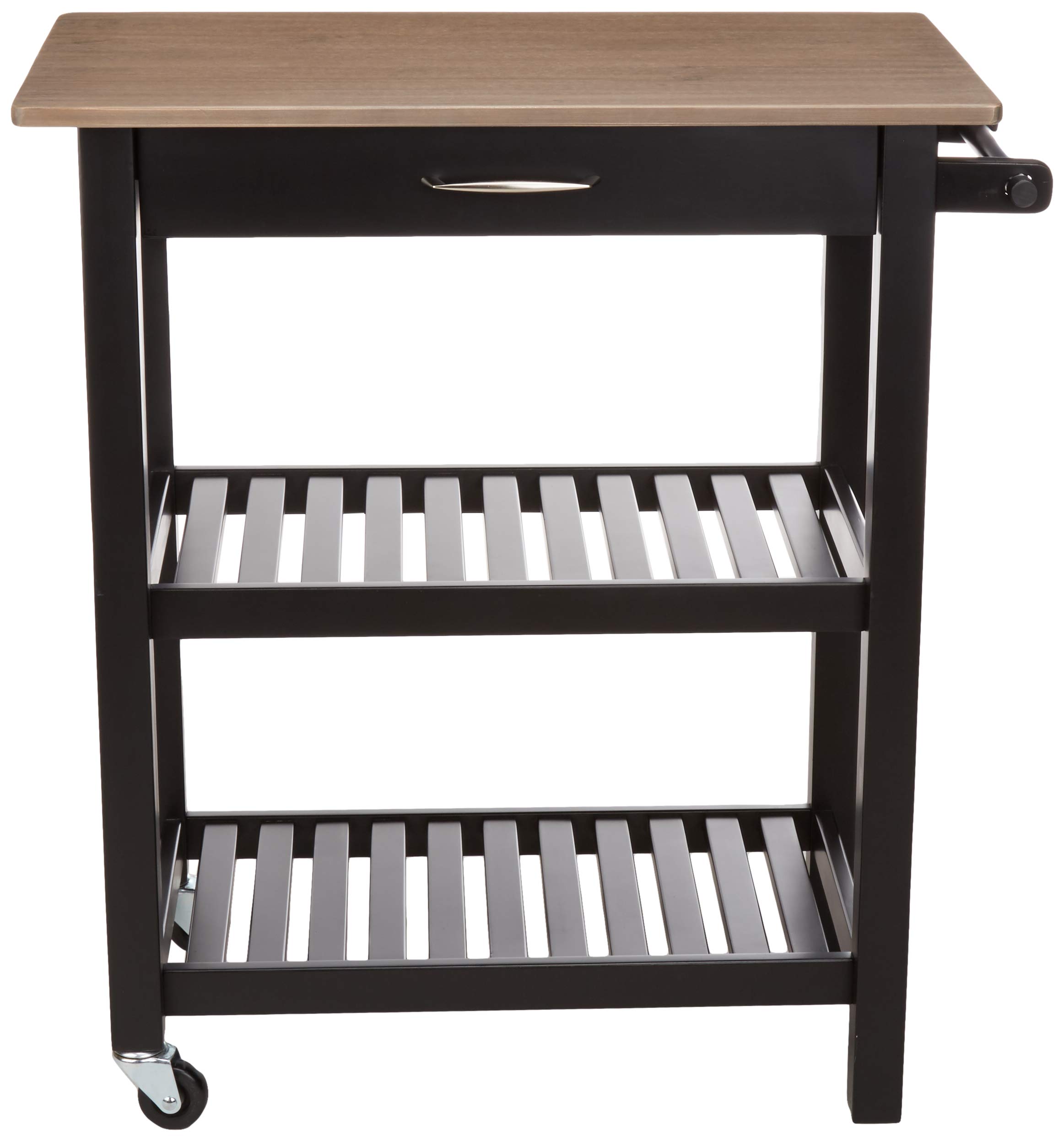 AmazonBasics Carrello da Cucina con Ruote Grigio Nero con Cassetto