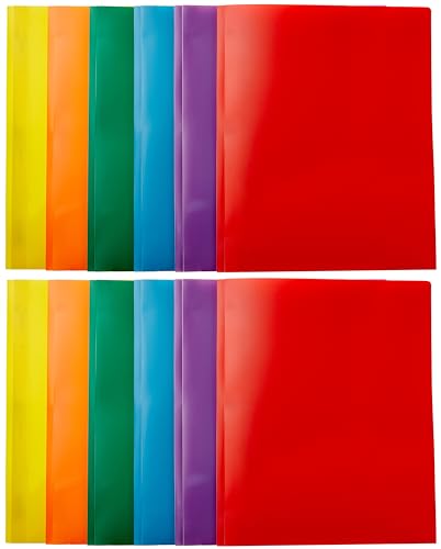 Amazon Basics Cartelle Plastica con Tasche 12 Pezzi Colori
