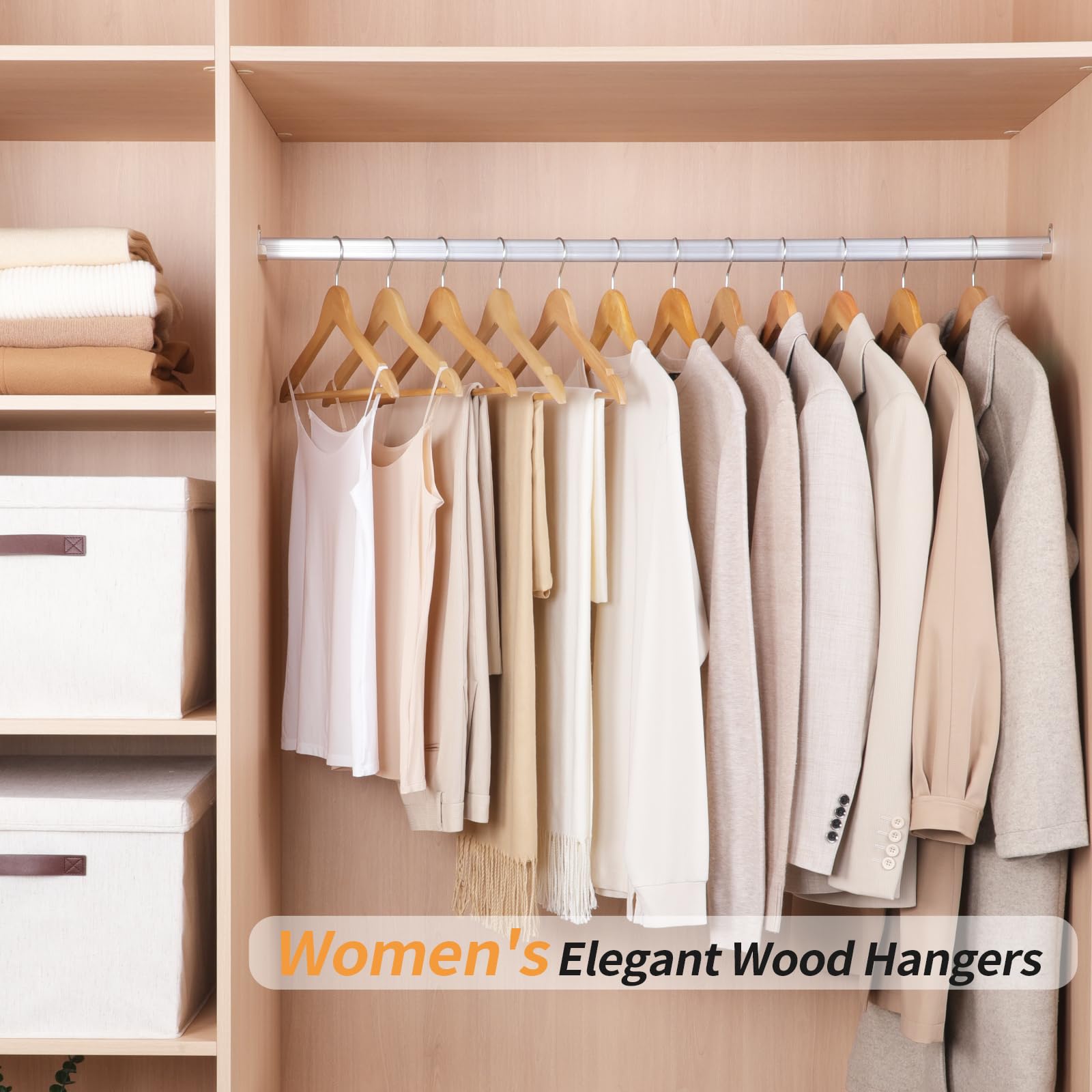 Amazon Basics Grucce Legno Naturale 10 Pezzi per Abiti FSC