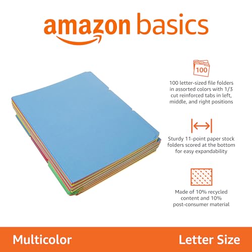 AmazonBasics Cartelline Manila Formato Letter Espandibili Assortite