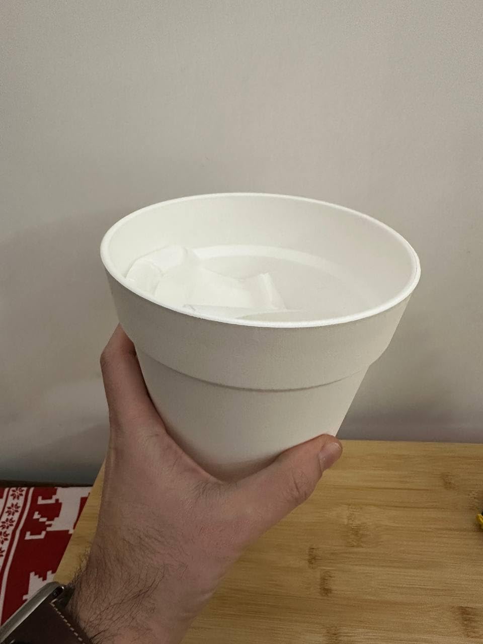 Amazon Basics Vaso per Piante Bianco 14 cm con Sottovaso