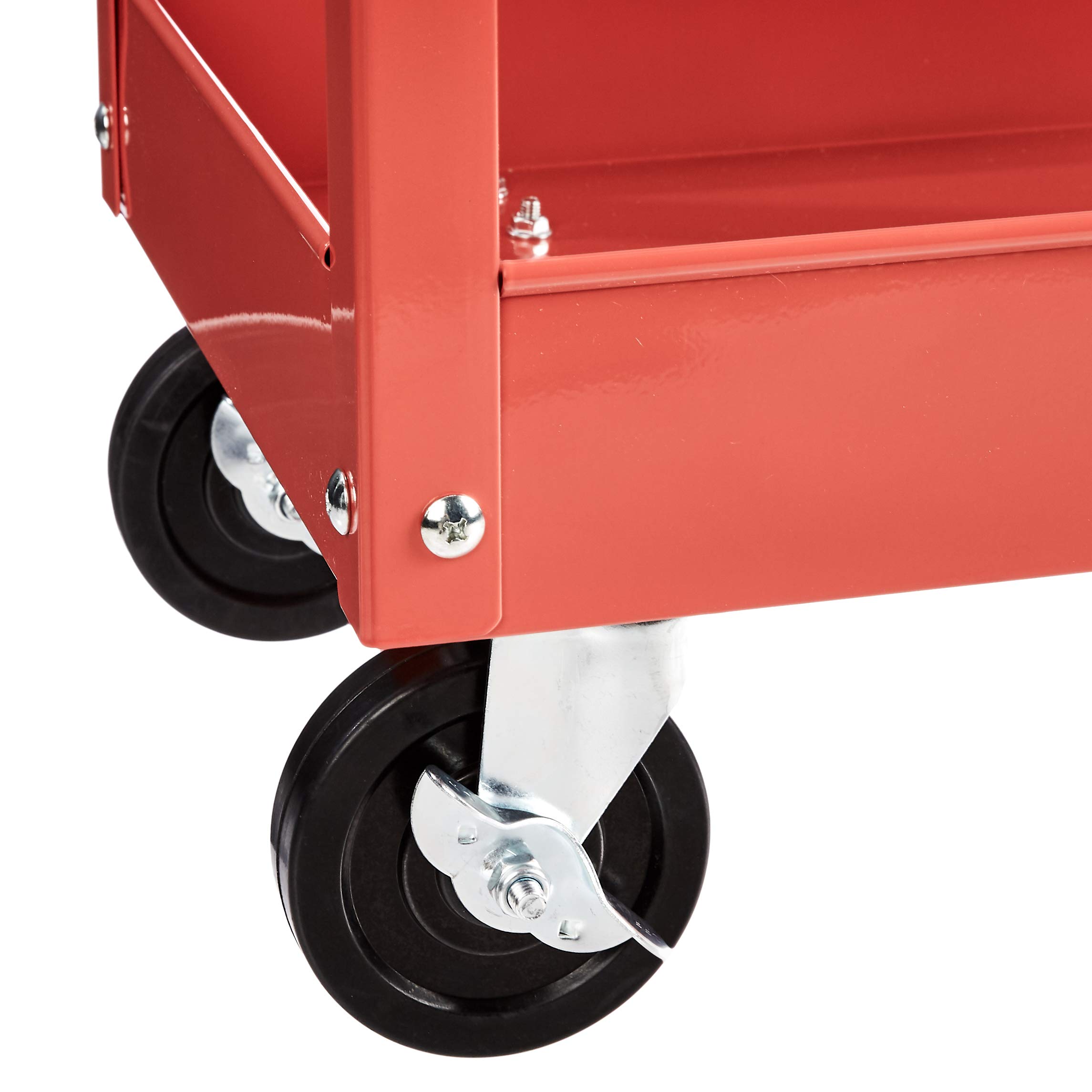 Amazon Basics Carrello Multiuso 3 Ripiani Rosso Acciaio