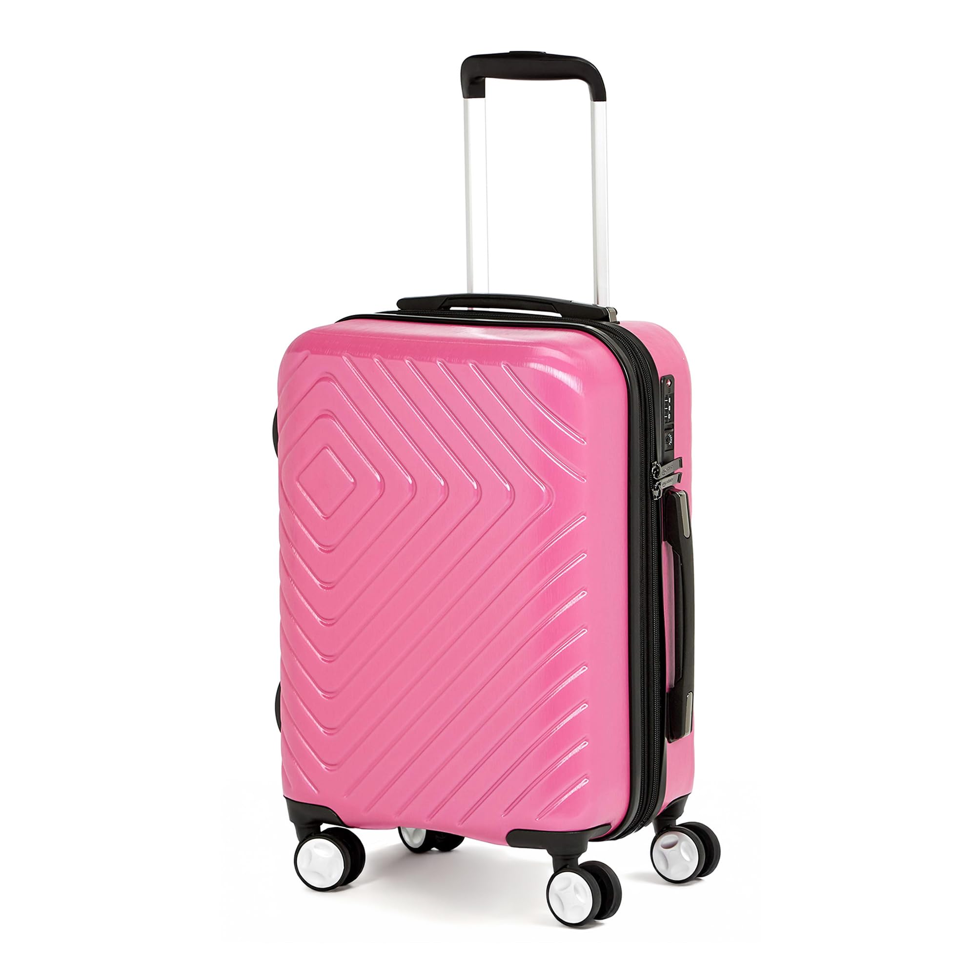 Amazon Basics Trolley Rigido 55 cm Rosa Bagaglio a Mano Geometrico
