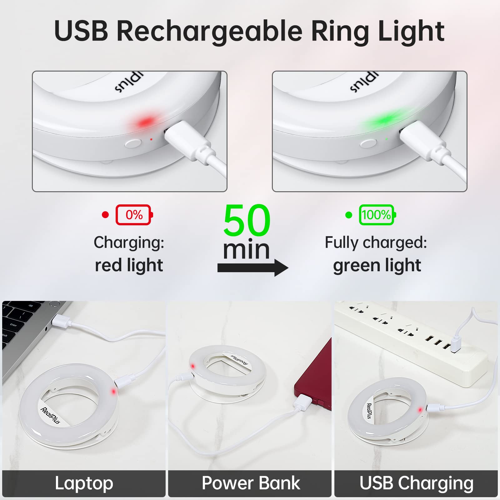 RealPlus ring light selfie telefono clip 40 LED luce anulare