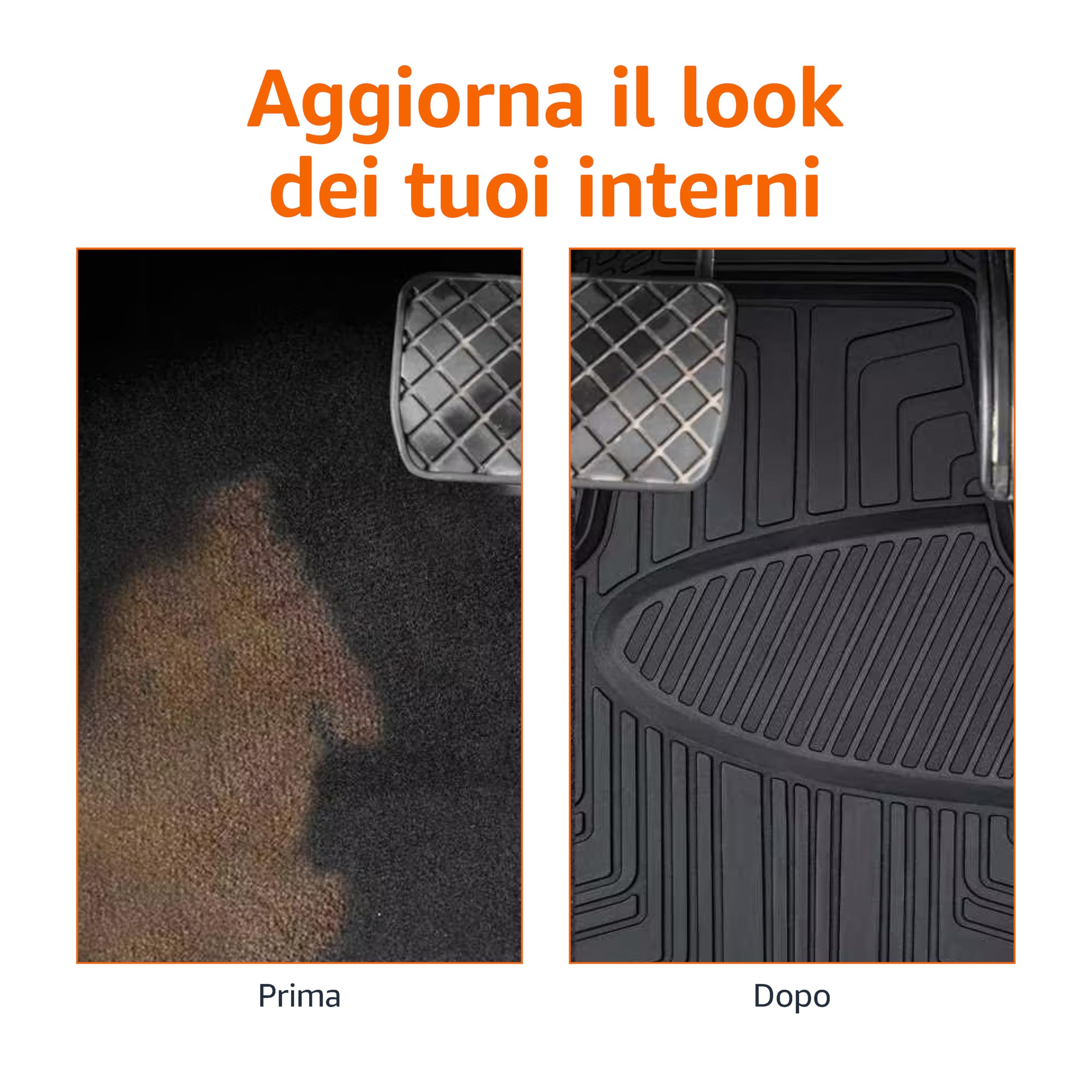 Amazon Basics Tappetini Auto in Gomma Neri 4 Pezzi universali