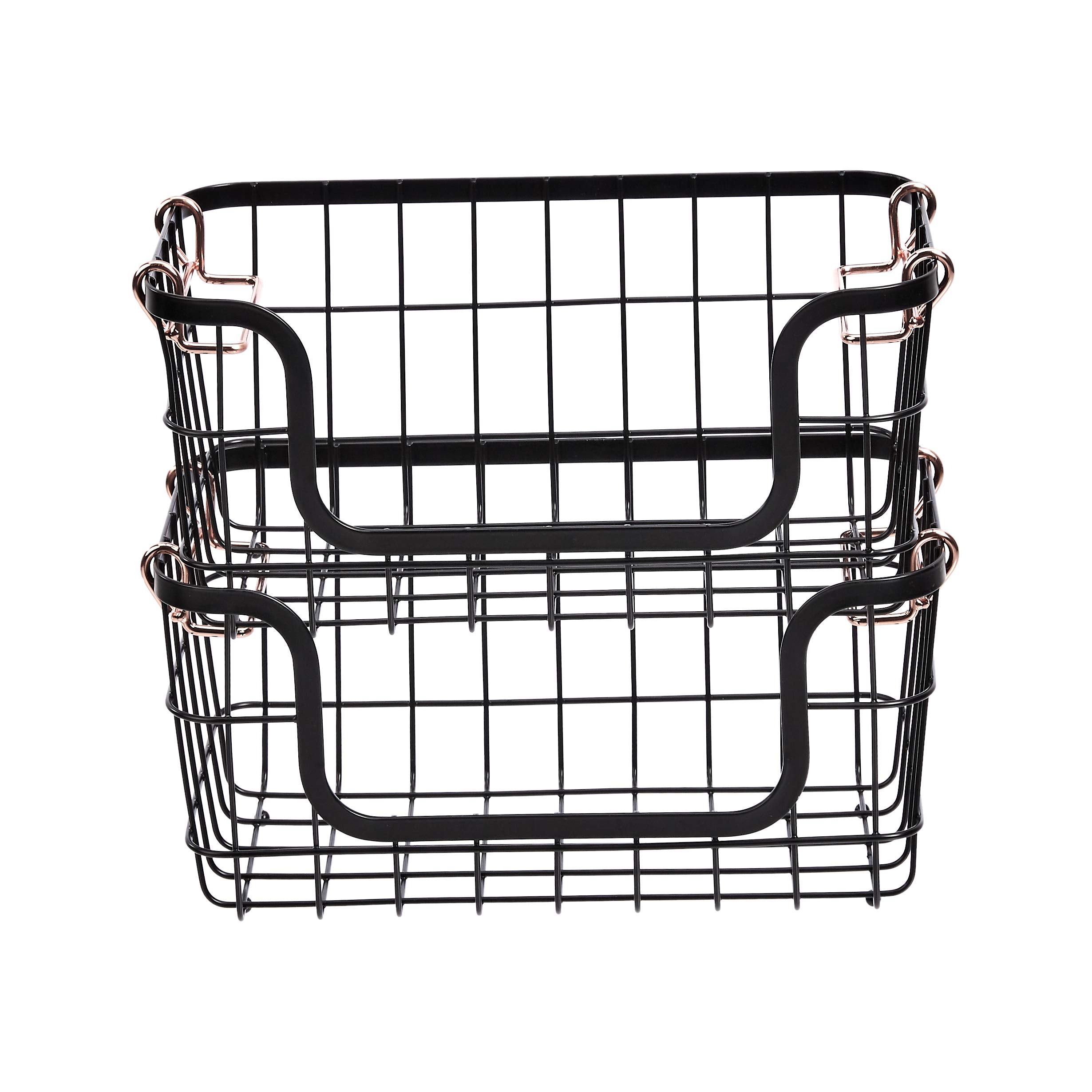 Amazon Basics Cesti Metallo Impilabili Neri 2 Pezzi Cucina