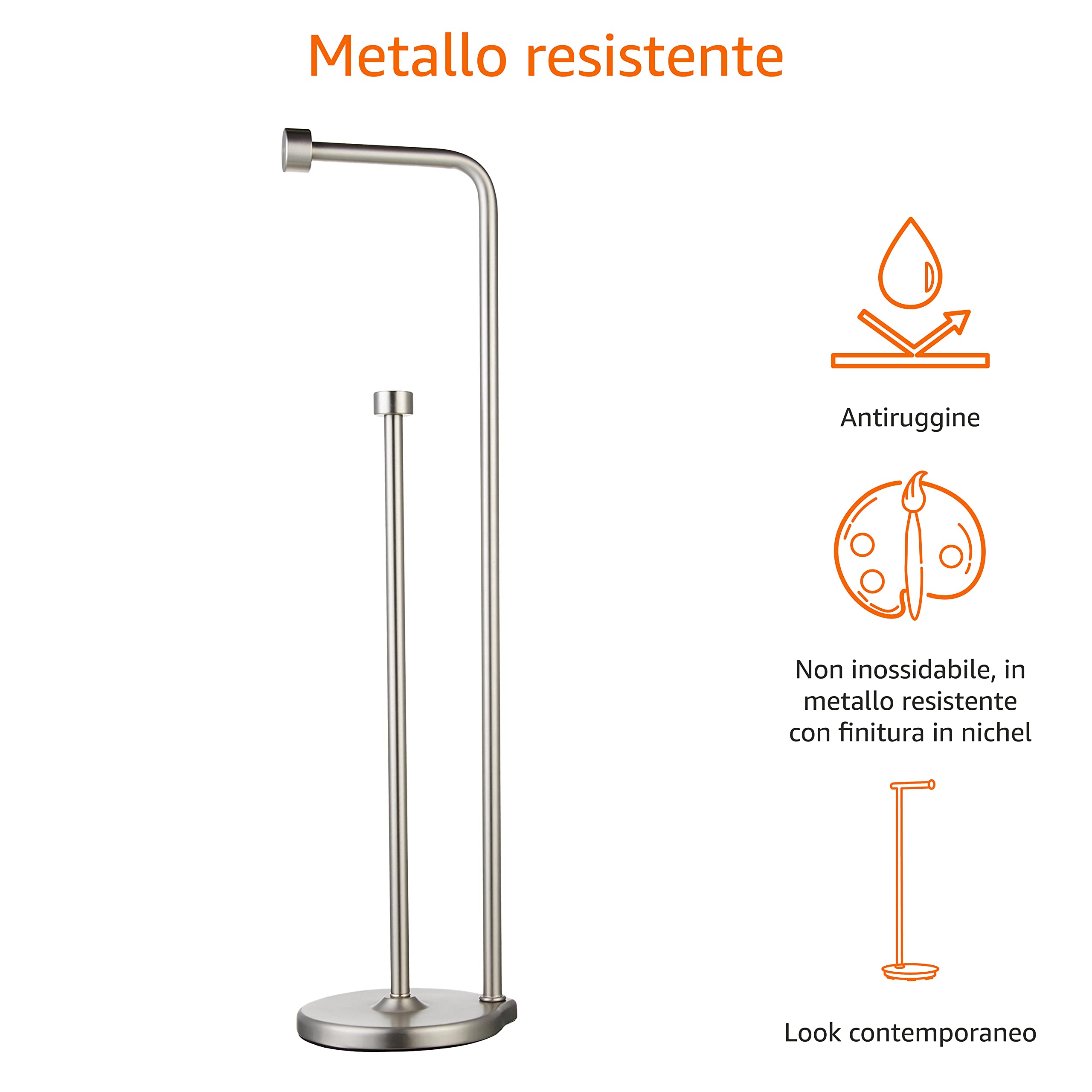 AmazonBasics piantana portarotolo carta igienica nichel