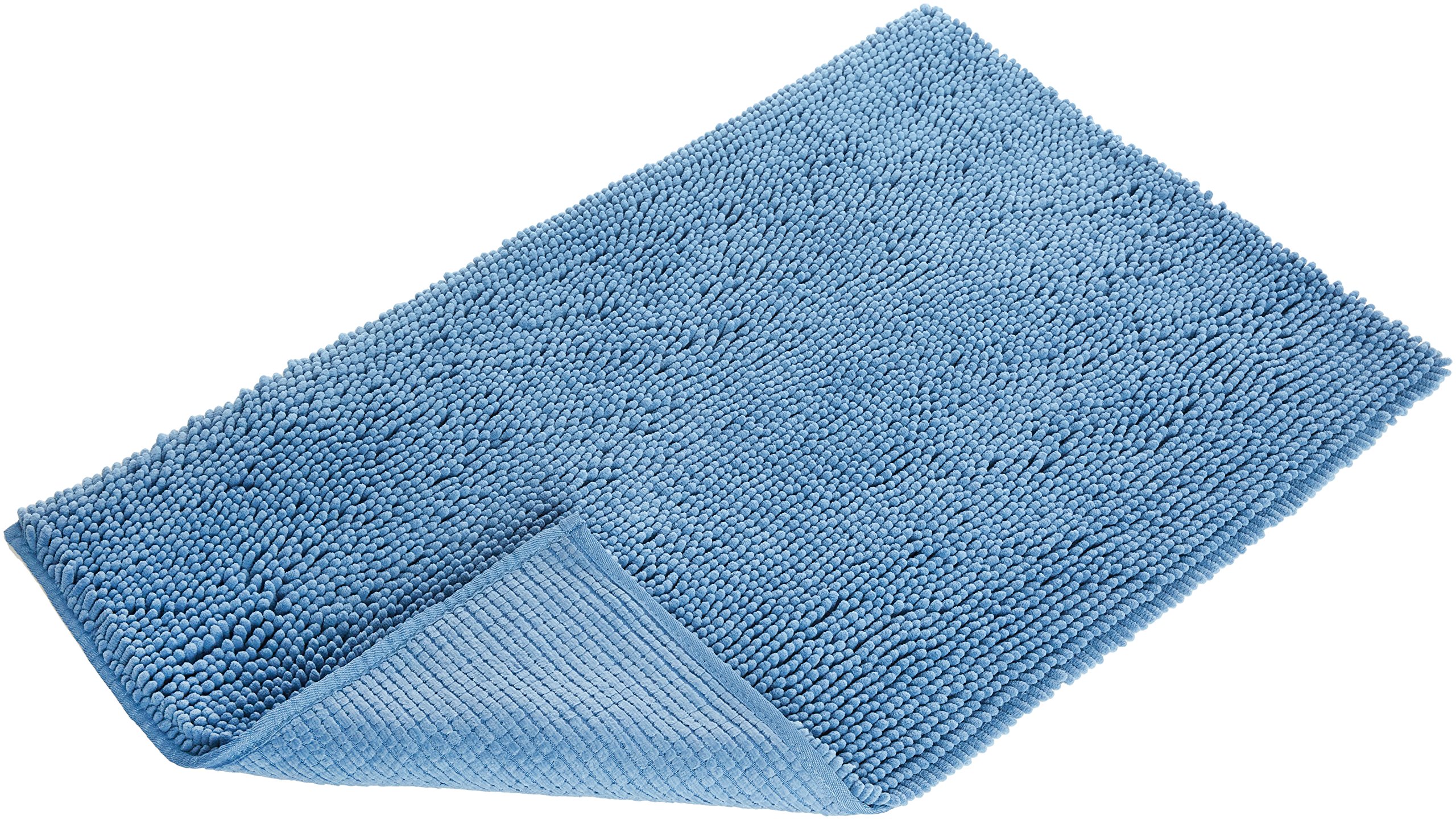 Amazon Basics Tappeto bagno microfibra pelo lungo blu lago 53x86