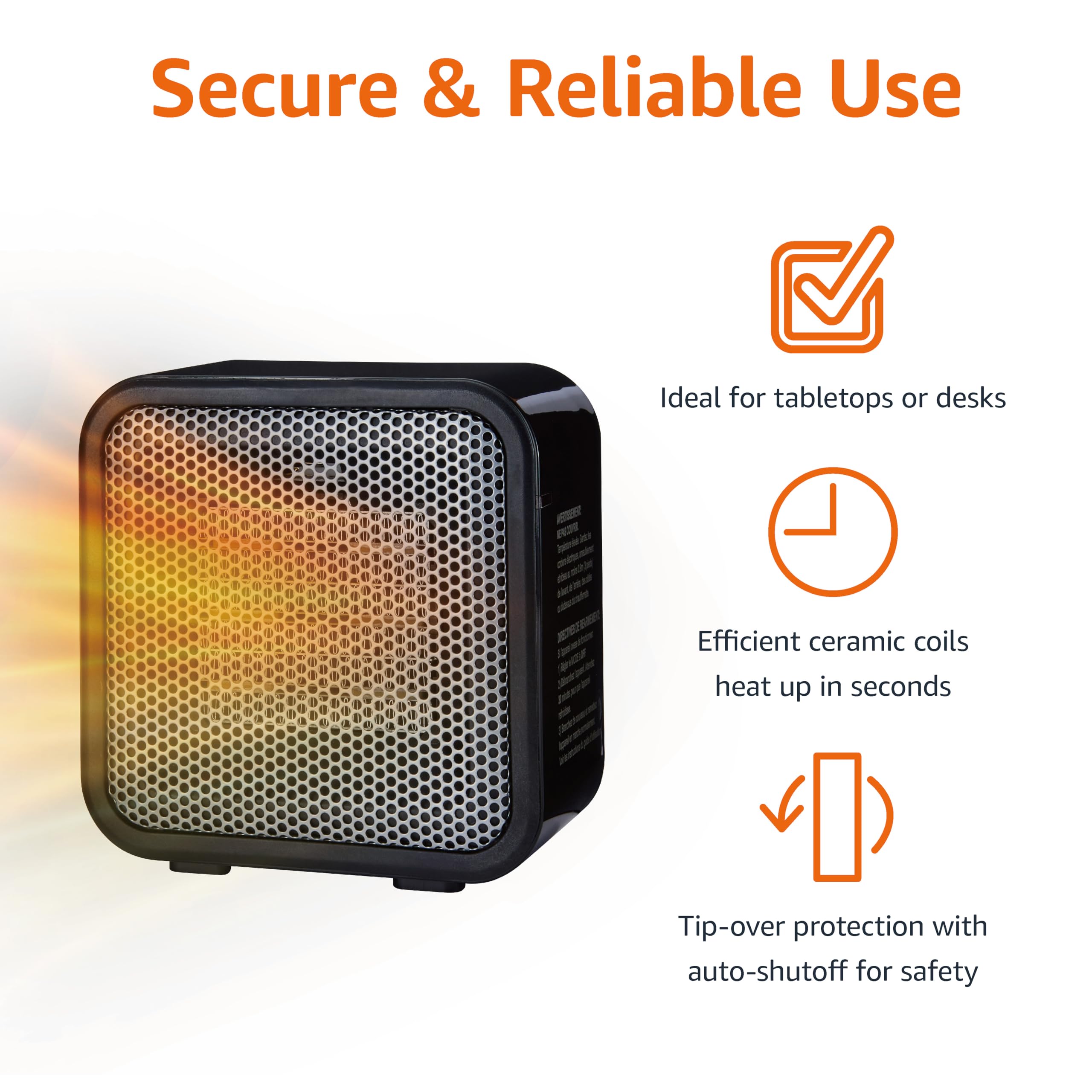 AmazonBasics Carlo mini riscaldatore ceramica 500W nero