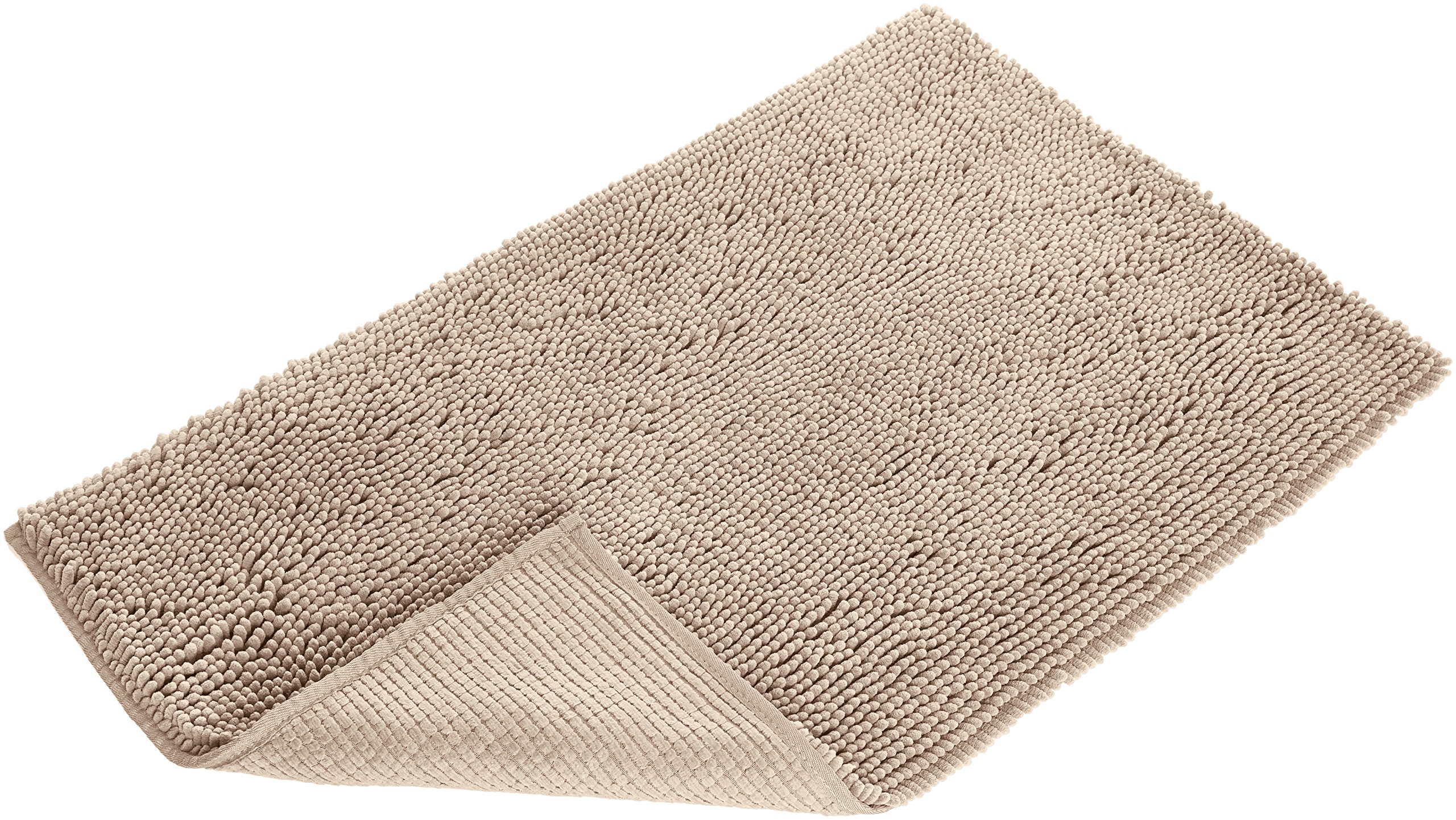 Amazon Basics Tappeto bagno microfibra pelo lungo beige 53x86