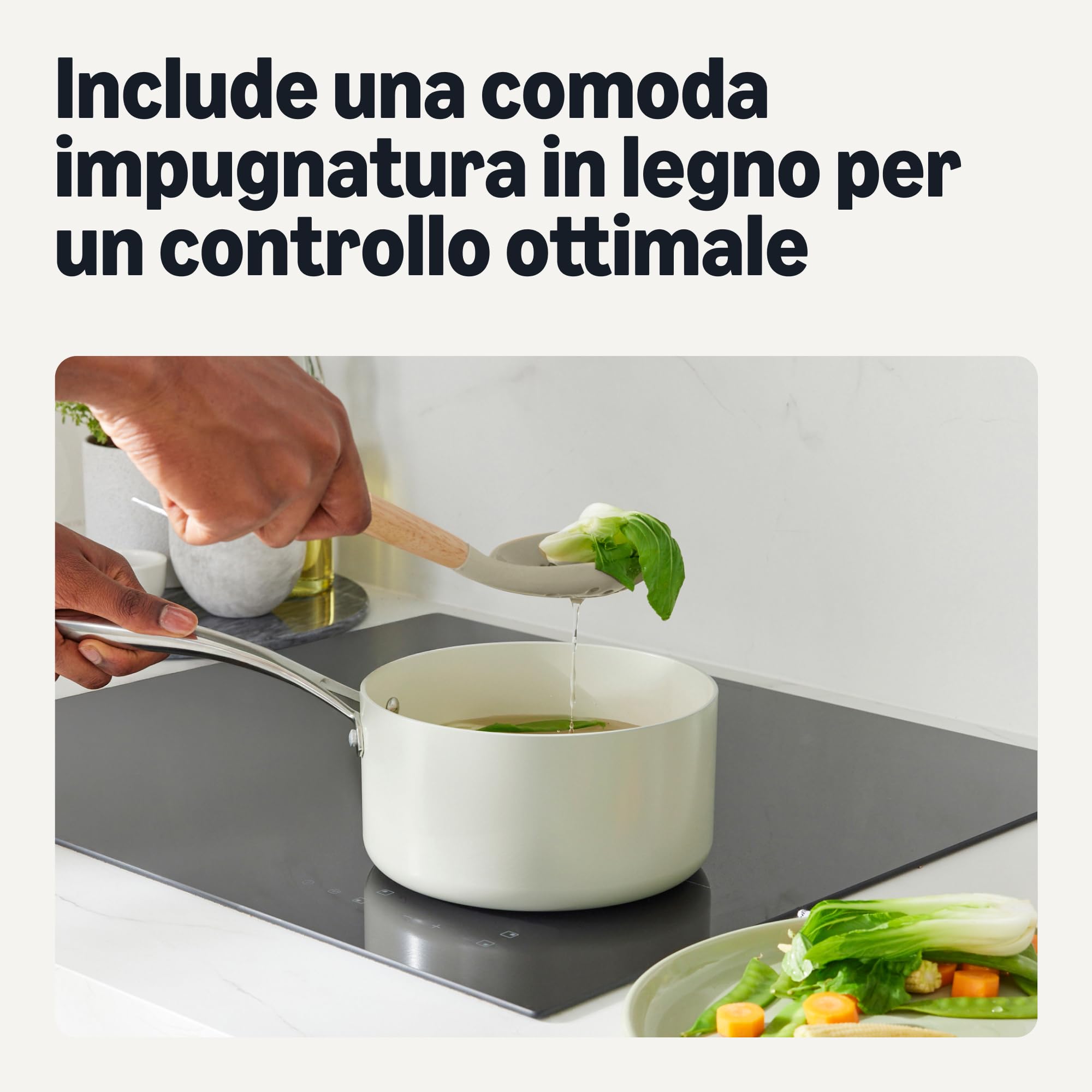 Amazon Basics utensili cucina silicone 14 pezzi grigio lino legno