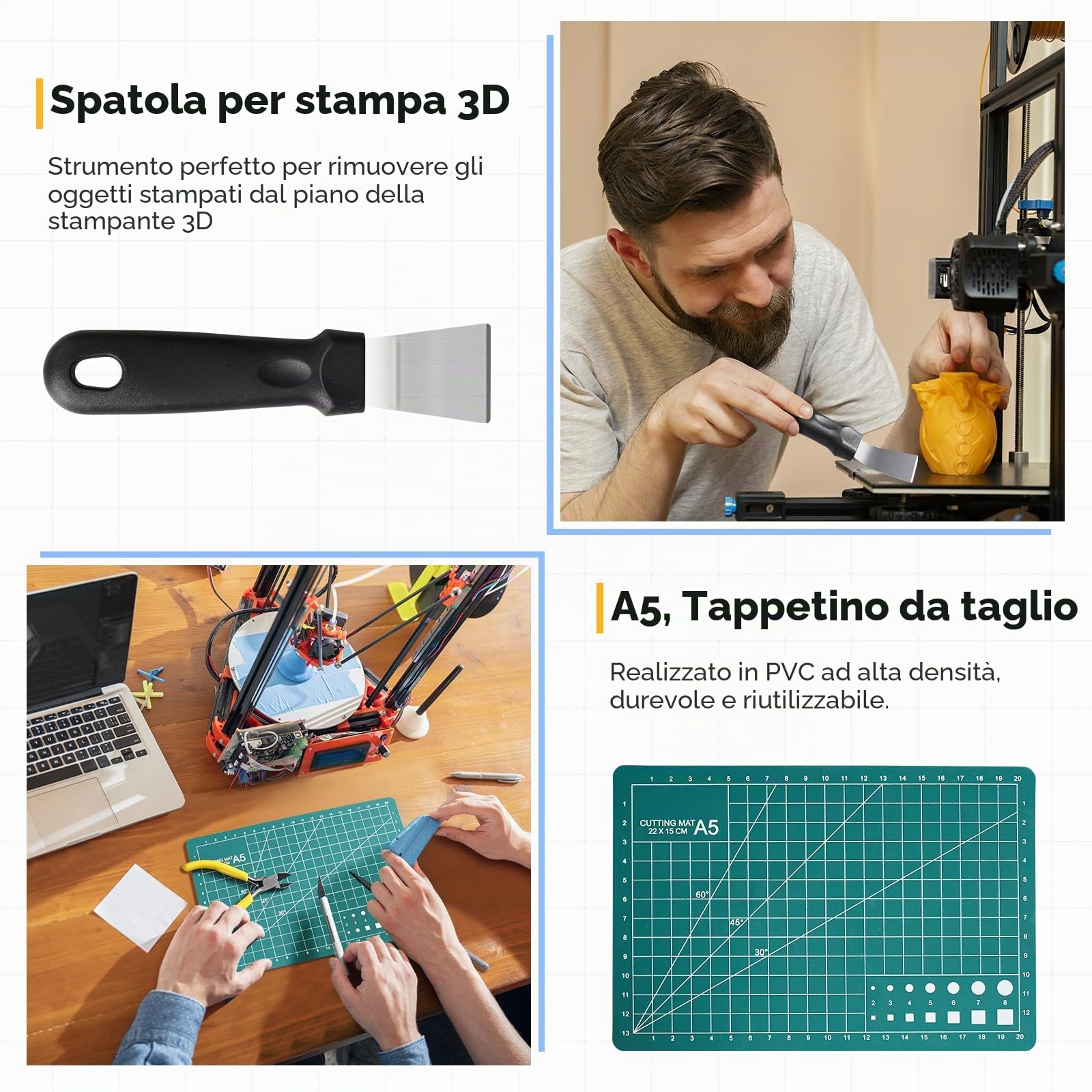RealPlus Set Strumenti Stampa 3D 58 Pezzi Modellismo