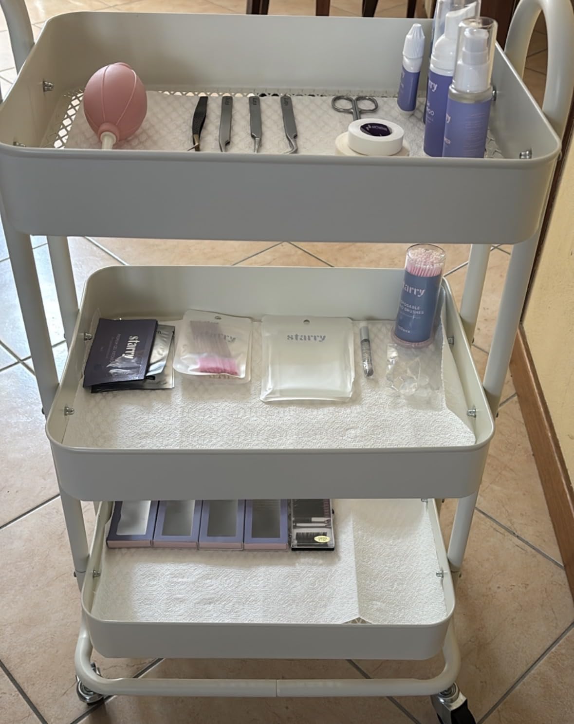 Amazon Basics Carrello 3 Ripiani con Ruote Bianco Cucina