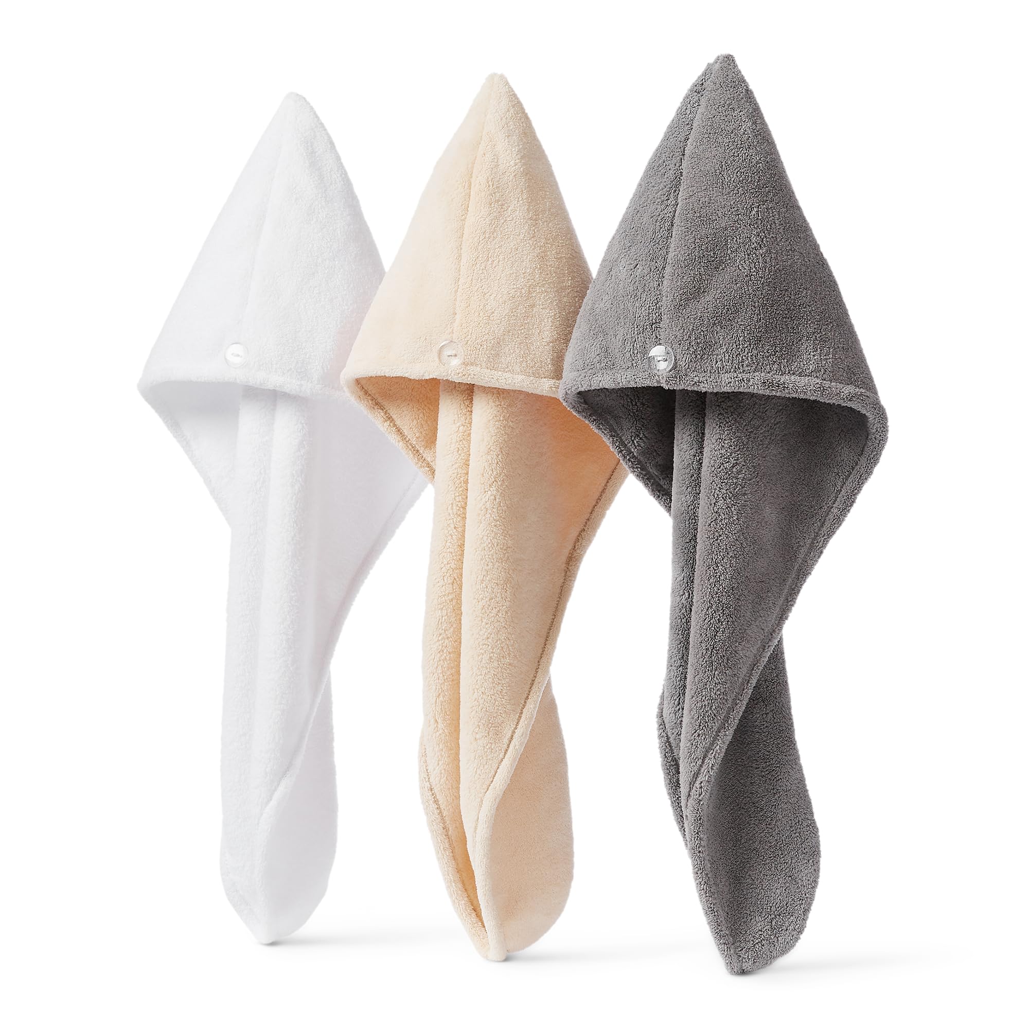 Amazon Basics turbante capelli microfibra 2 pezzi grigio rosa