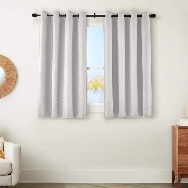 Amazon Basics Basket Weave Tenda Oscurante 132x160 Grigio 2 Pezzi