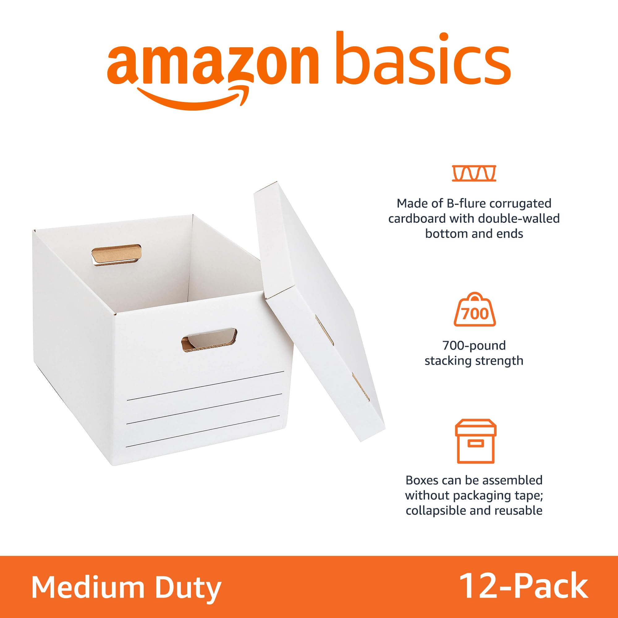 AmazonBasics Scatole archiviazione medie bianche 12 pezzi
