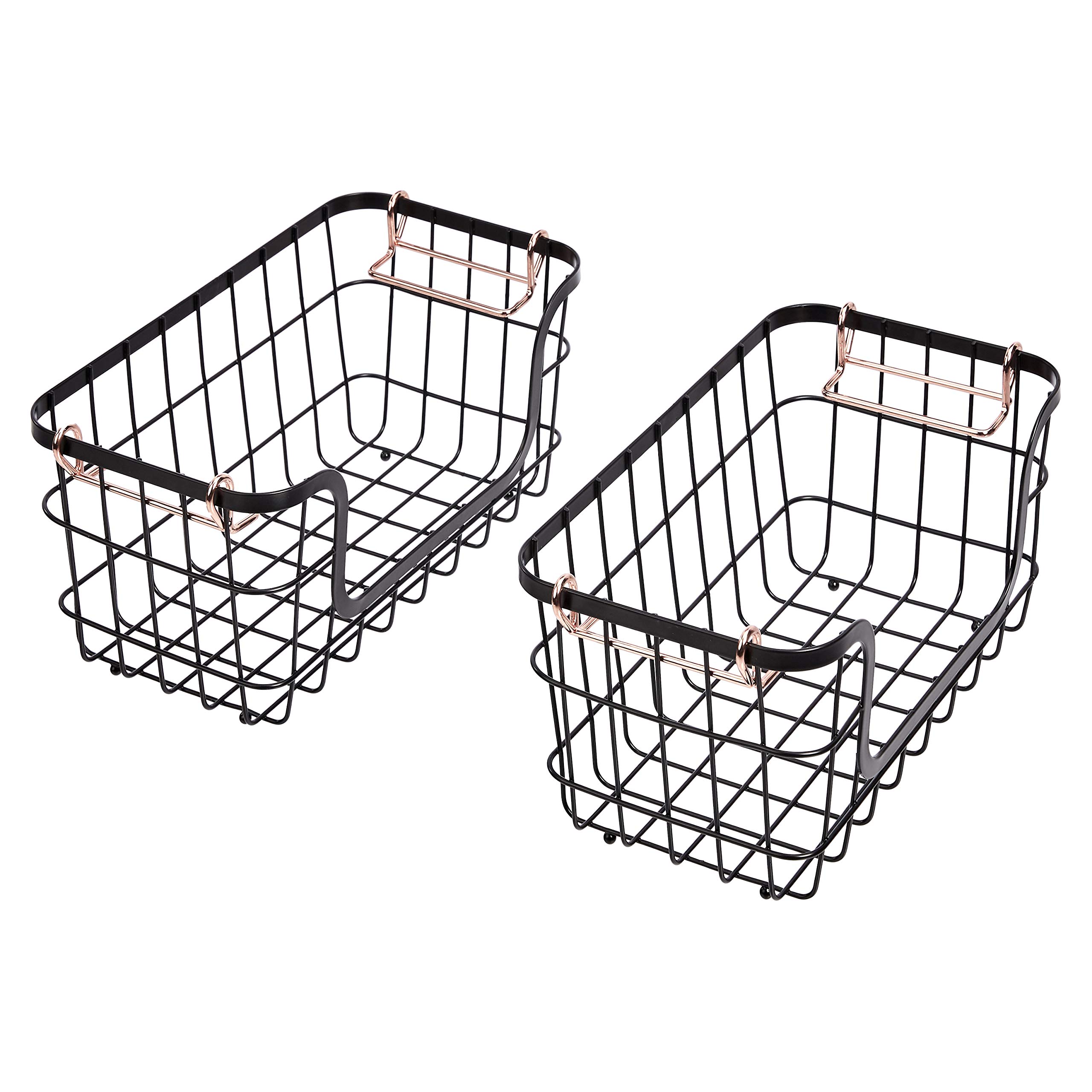 Amazon Basics Cesti Metallo Impilabili Neri 2 Pezzi Cucina