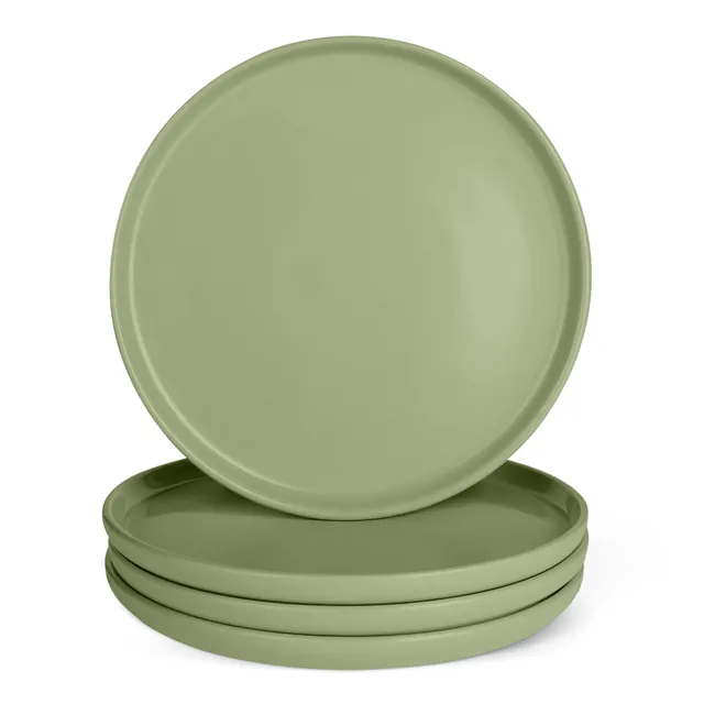 Amazon Basics Set 4 Piatti Piani Ceramica 27cm Verde