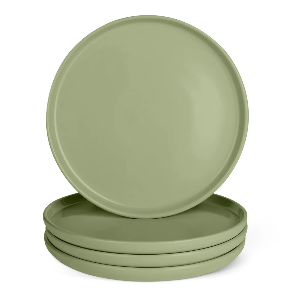 Amazon Basics Set 4 Piatti Piani Ceramica 27cm Verde