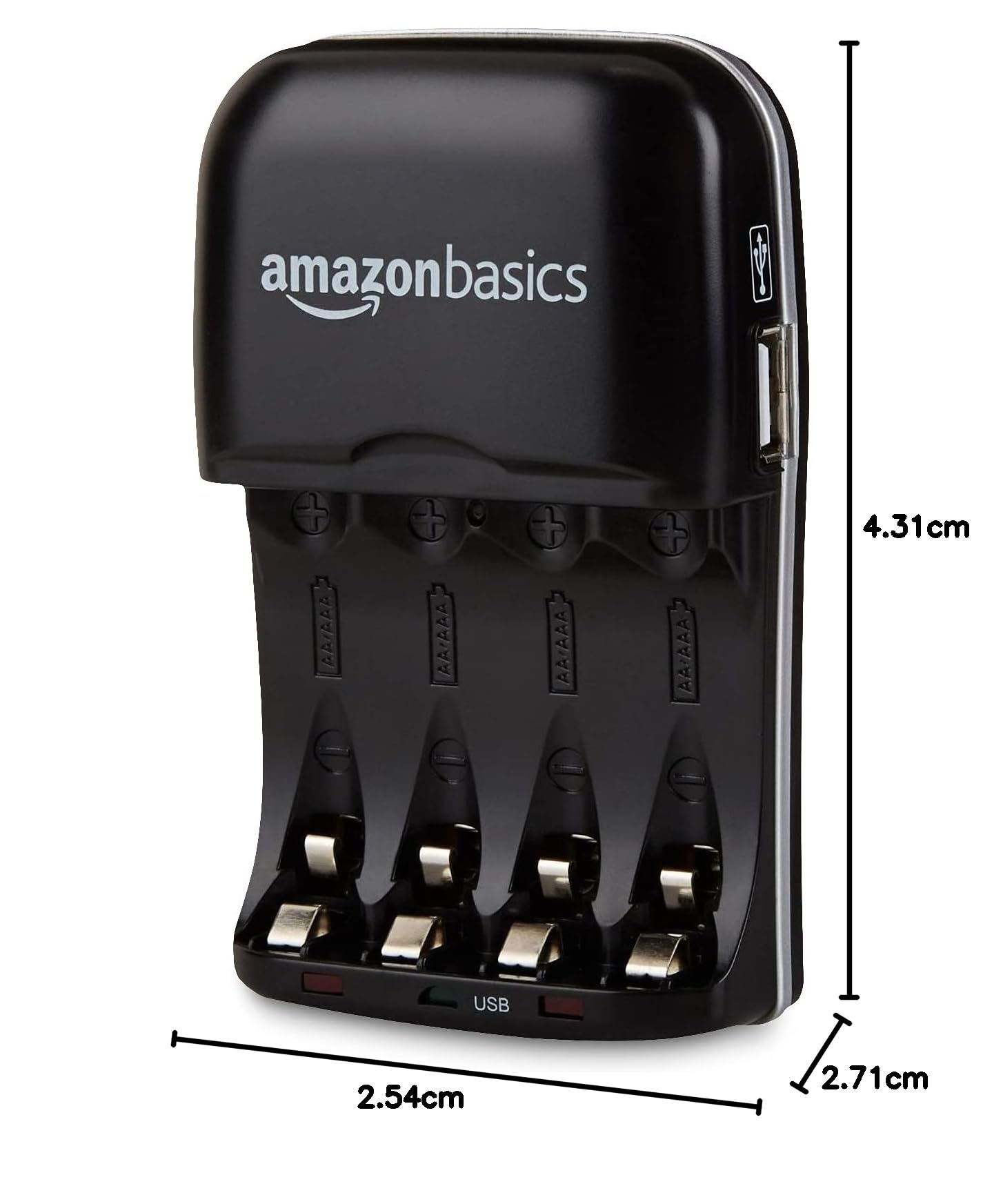 AmazonBasics Caricabatterie USB Ni-MH AA AAA nero
