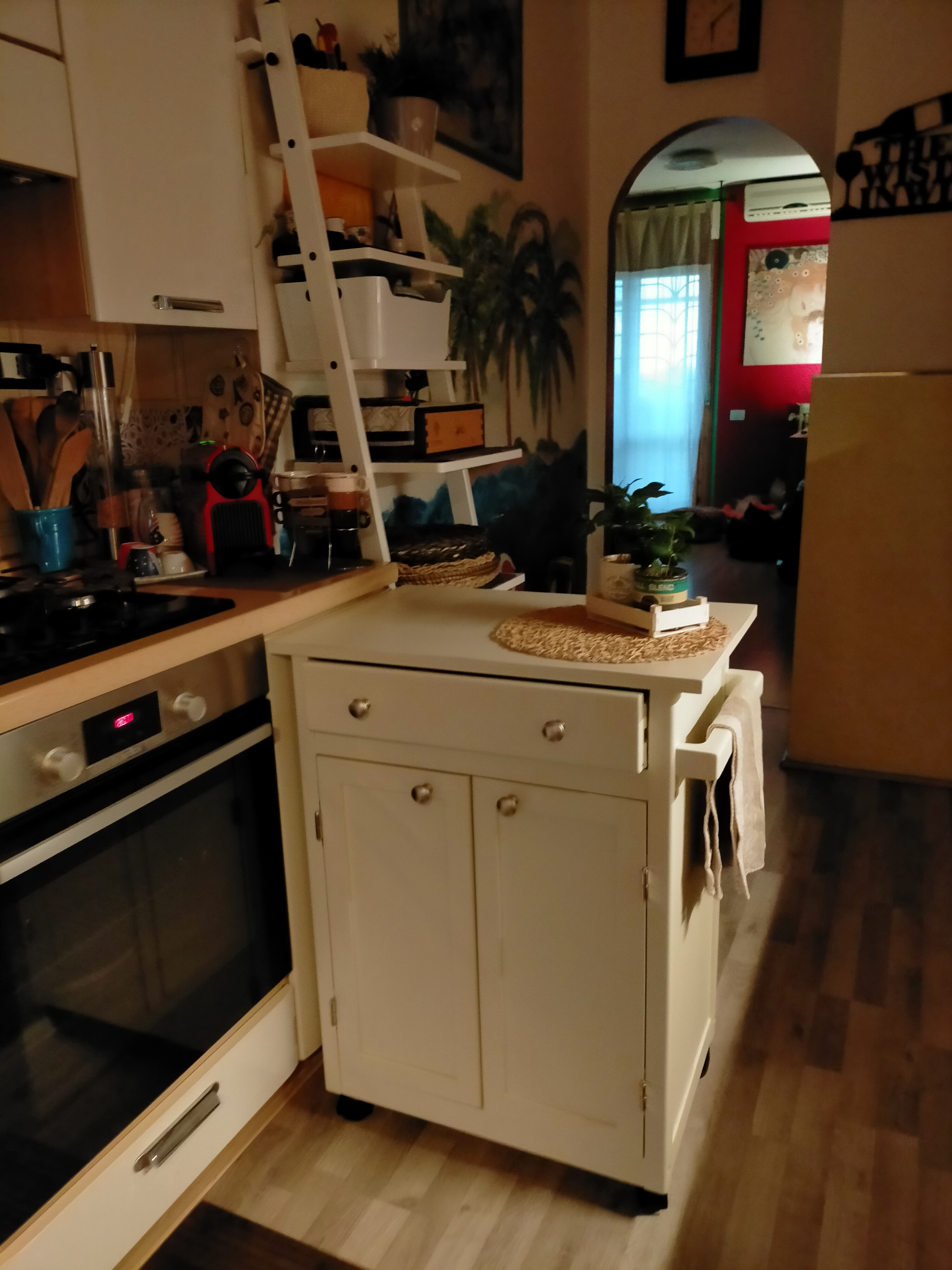 Amazon Basics Classico carrello cucina legno grigio rustico con ruote