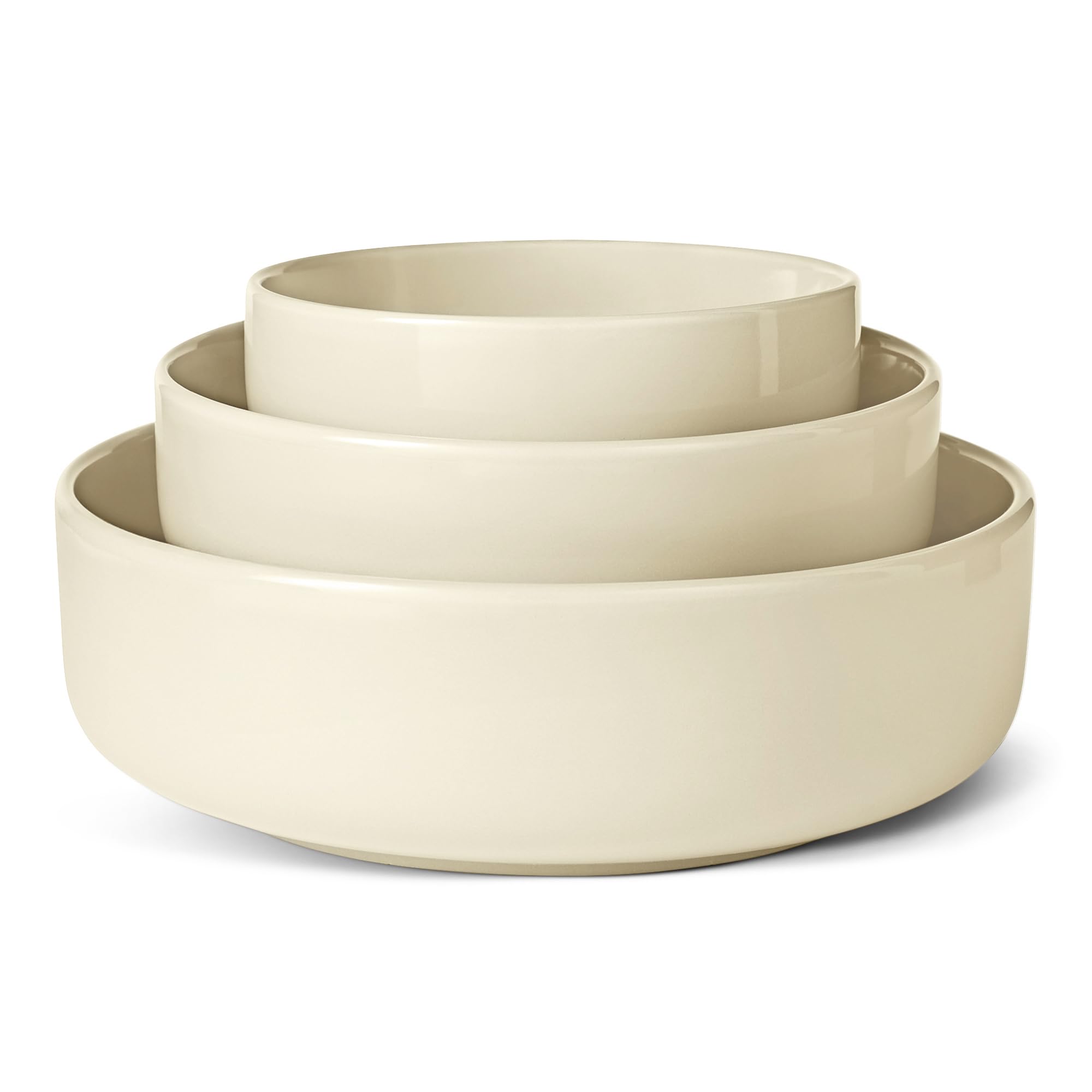 Amazon Basics Set 3 Ciotole Gres Avorio Impilabili