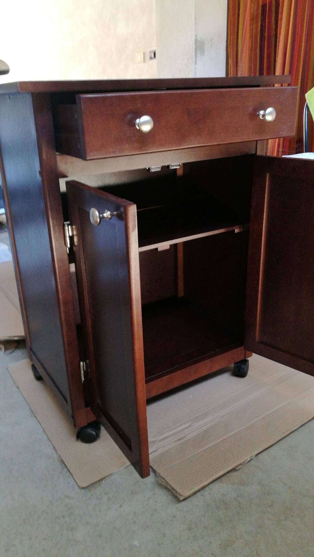 Amazon Basics Classico carrello cucina legno grigio rustico con ruote