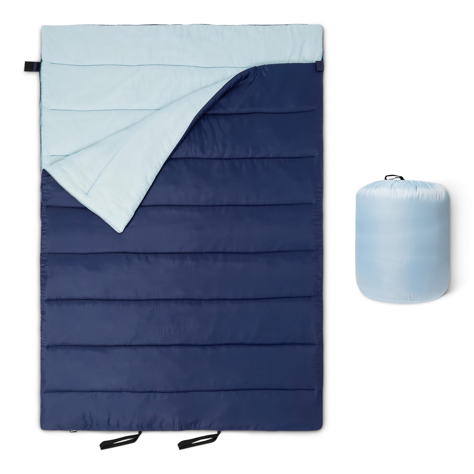 Amazon Basics Sacco a Pelo 50F/10C Blu Acqua 1 Persona 3 Stagioni