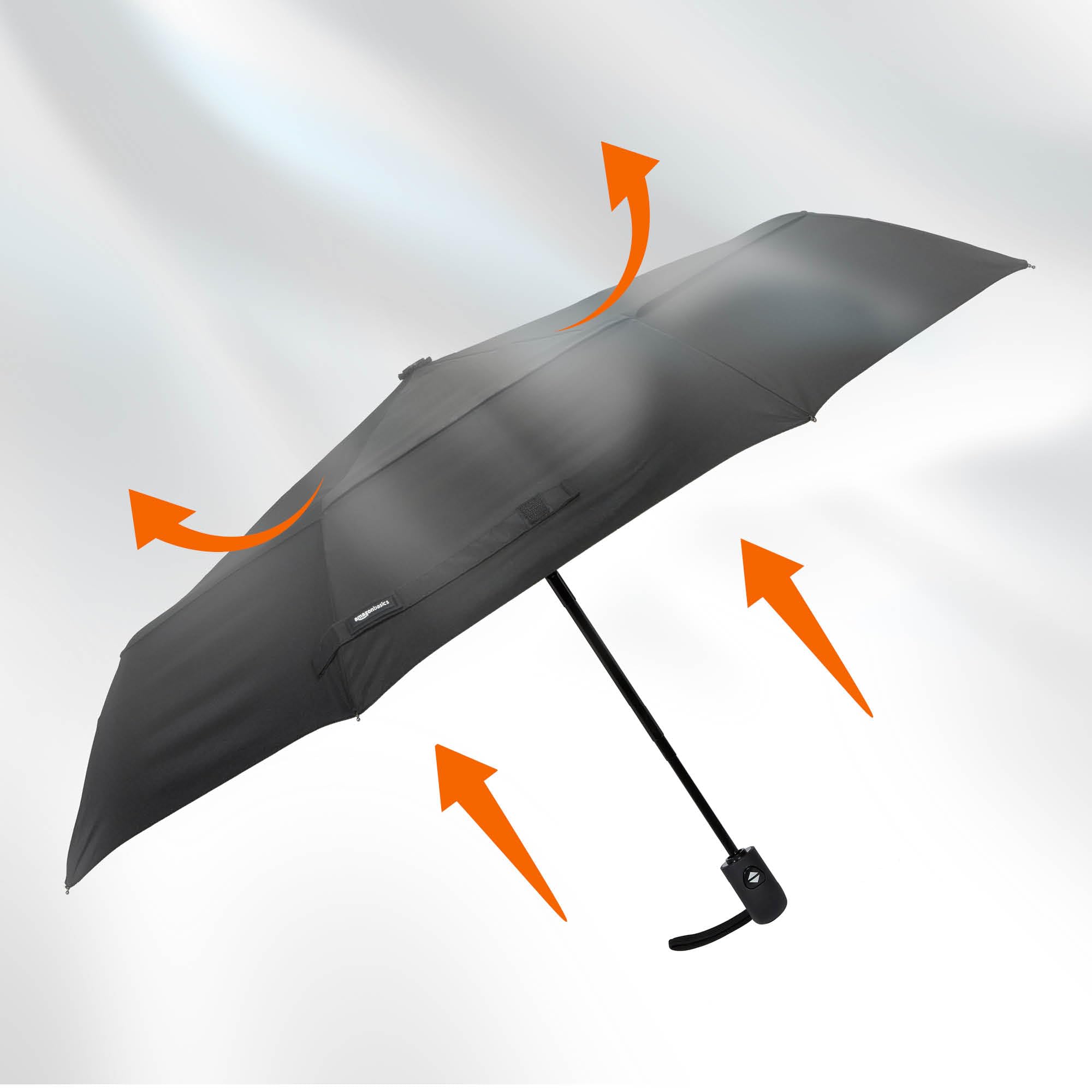 AmazonBasics Ombrello Viaggio Automatico Antivento Nero 98 cm