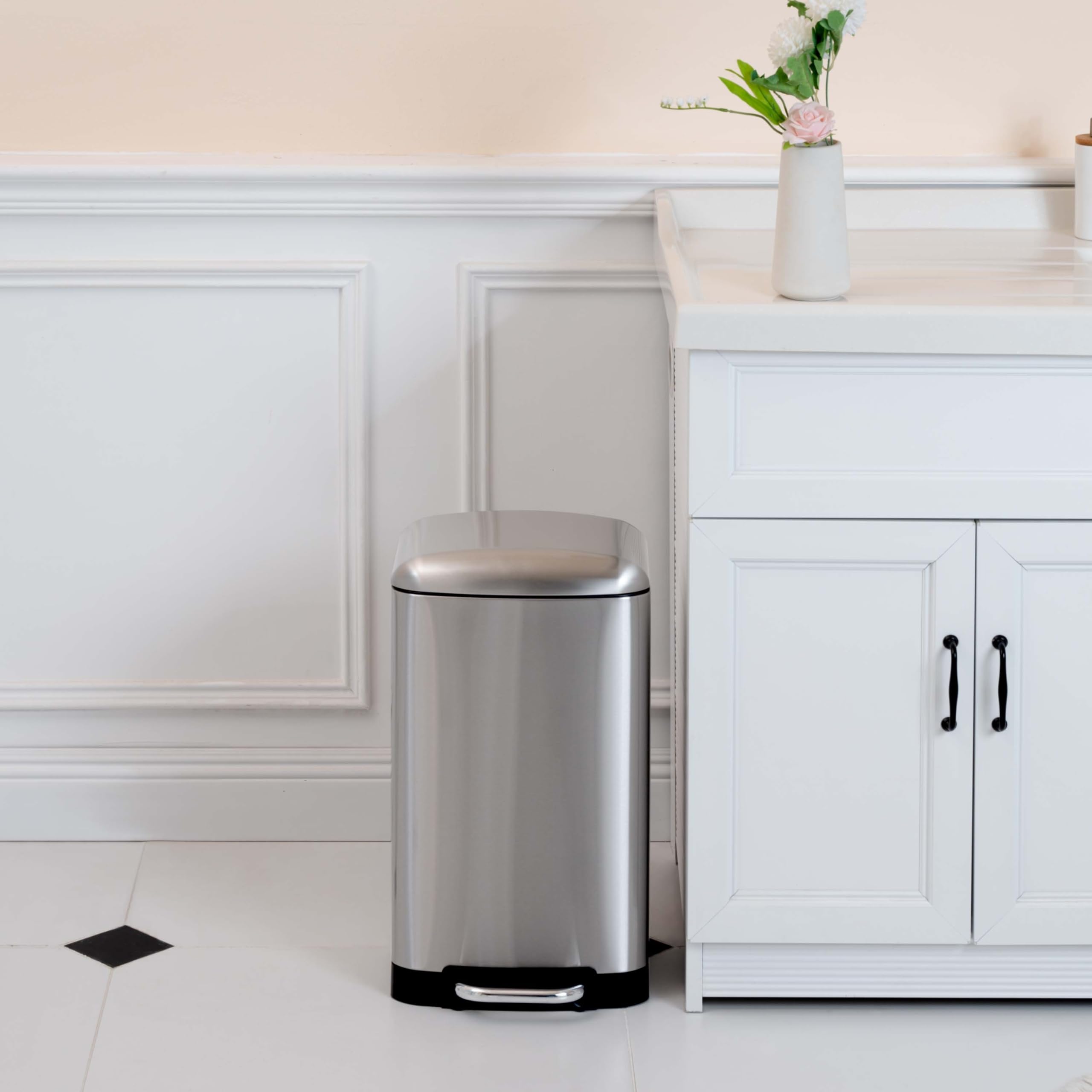 AmazonBasics Pattumiera Rettangolare 20 L Argento Acciaio Inox
