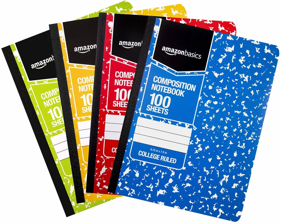 Amazon Basics College Quaderno a Righe 100 Fogli 4pz Marmo