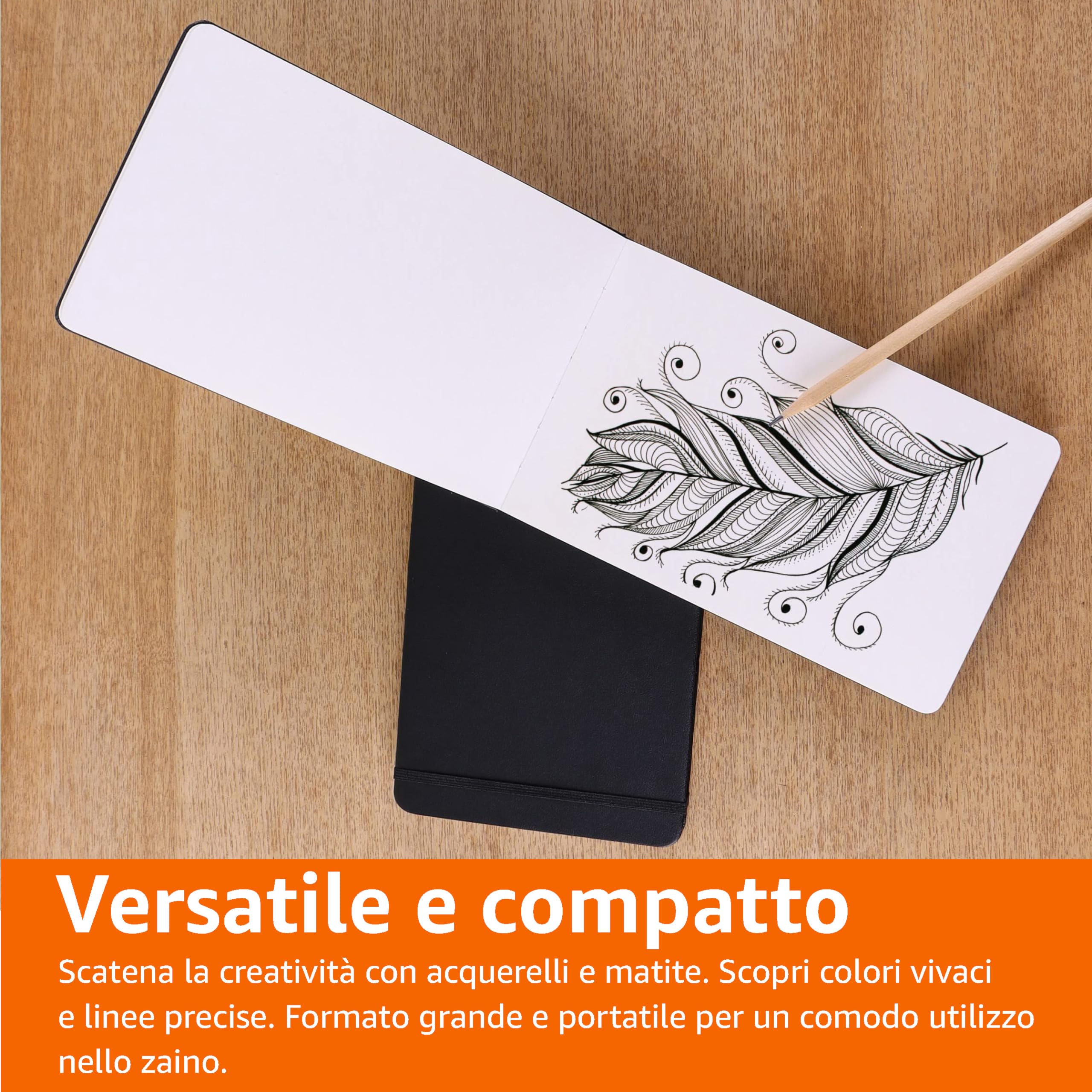 Amazon Basics blocco schizzi nero 21x13 cm 72 pagine 200 g
