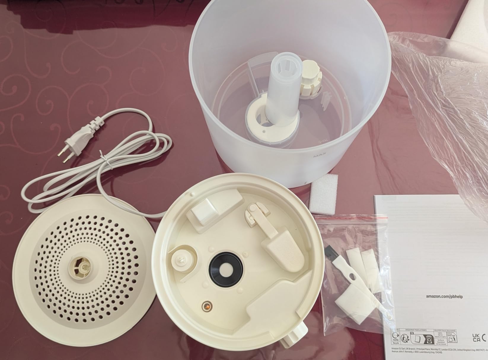 Amazon Basics Umidificatore 3L bianco oli essenziali