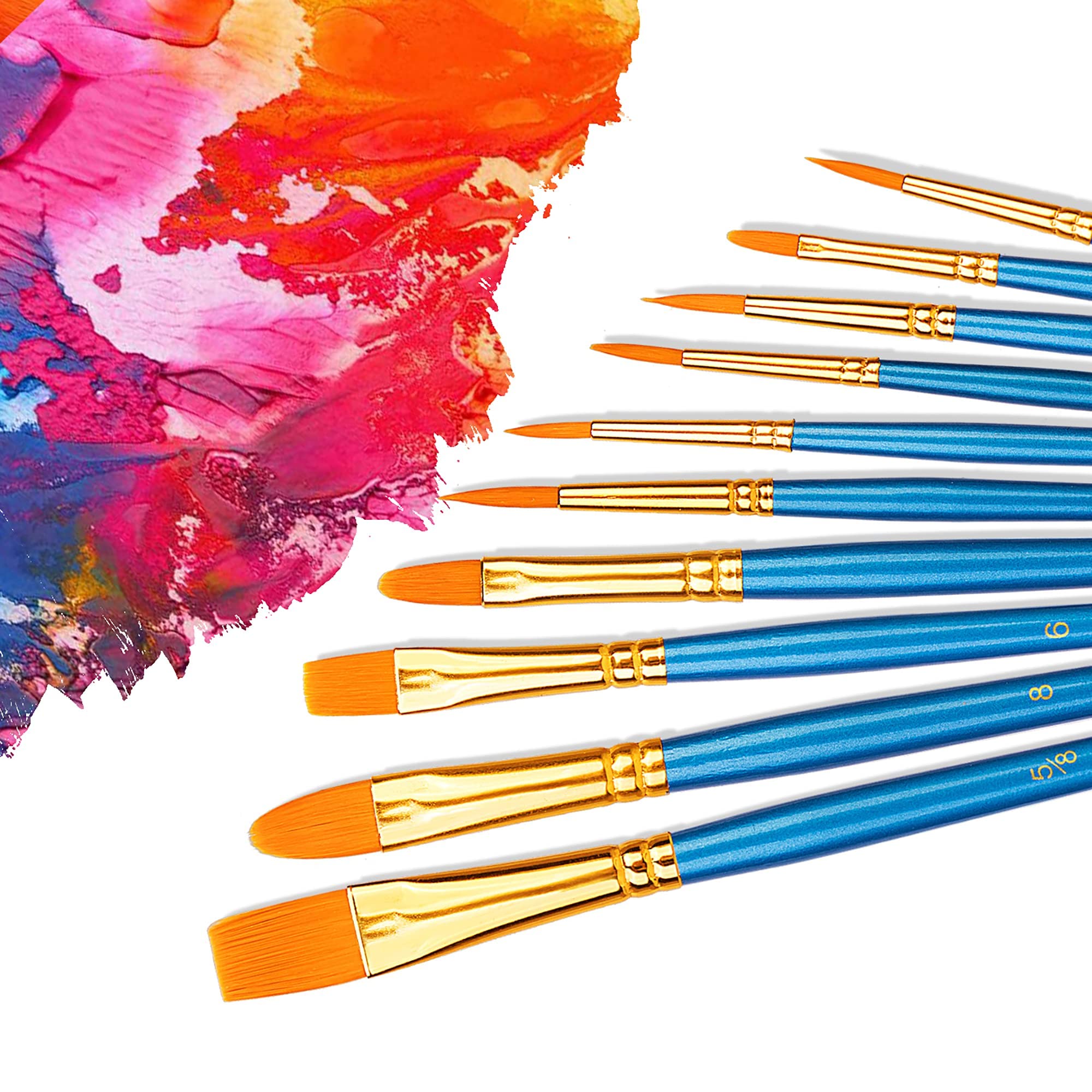 AmazonBasics Set 10 Pennelli Pittura Blu Acrilico