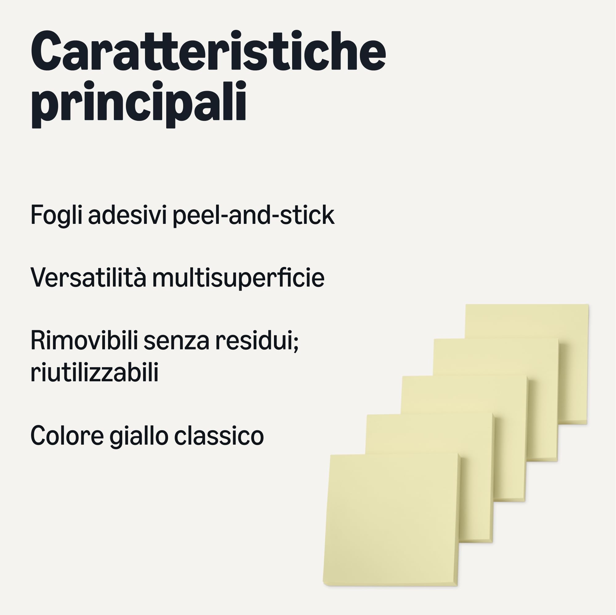 AmazonBasics Foglietti Adesivi Gialli 7,6 cm 5 Blocchi x100