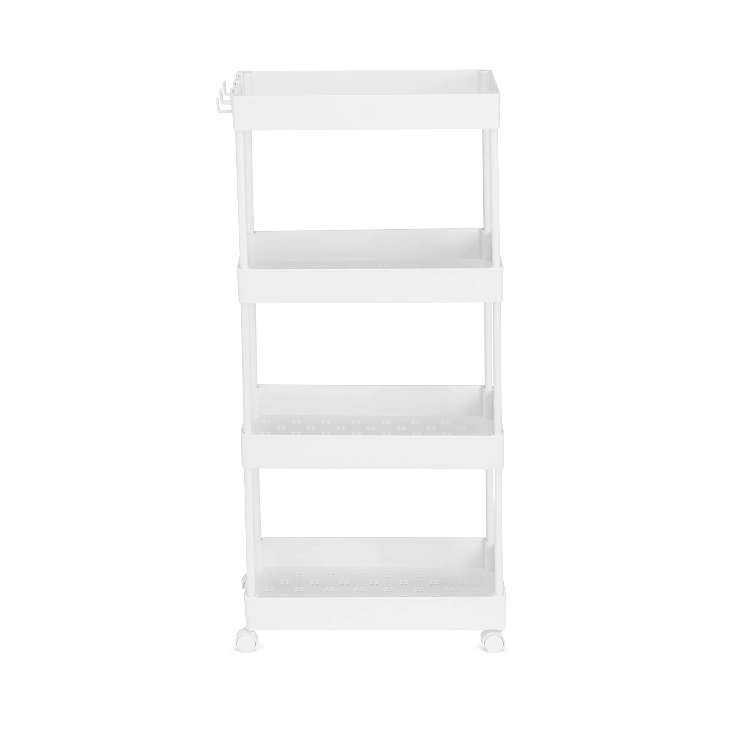 Amazon Basics Carrello Cucina 4 Ripiani Bianco con Ruote 40x22x86