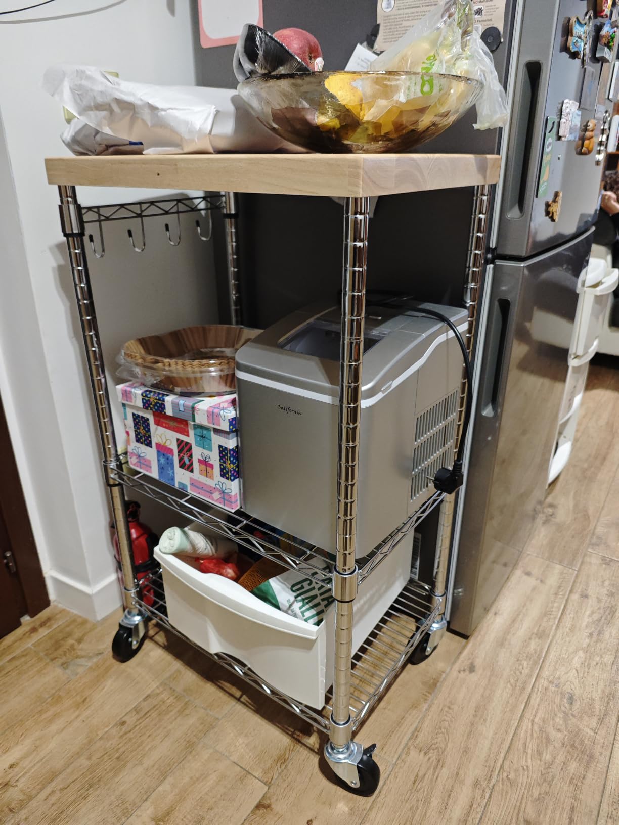 AmazonBasics scaffale cucina 3 ripiani ruote 53 x 38 x 92 cm