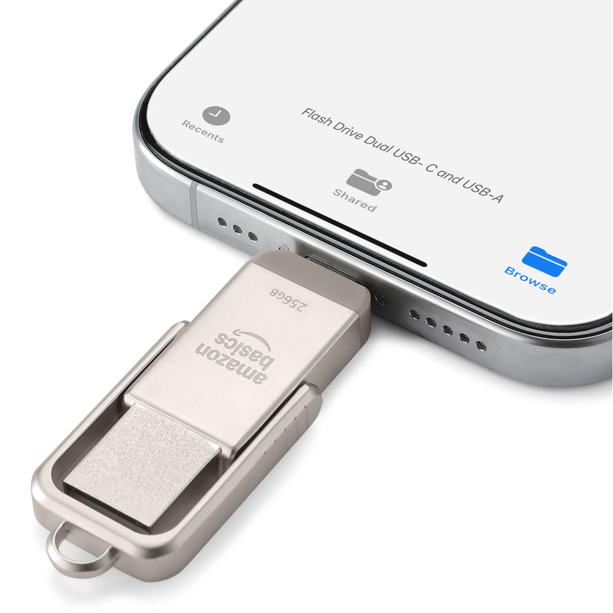 AmazonBasics chiavetta USB doppia USB-C USB-A 256 GB argento